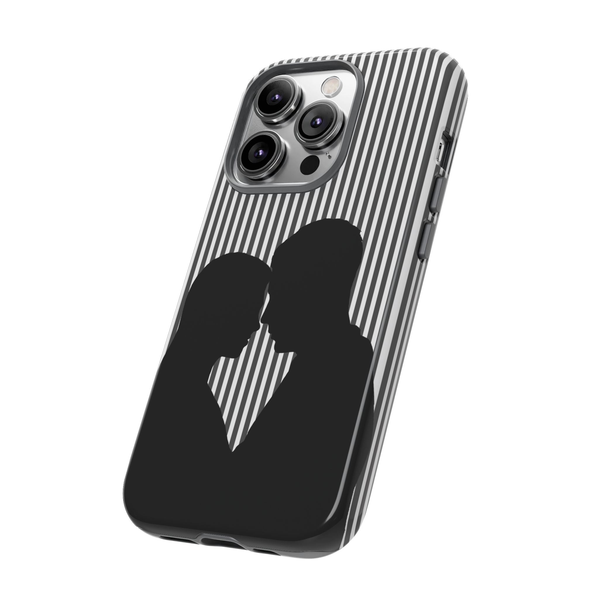 Silhouette Couple Phone Case | Galentines Day Striped Black and white phone case, Stripe Iphone case - Iphone, Samsung and Pixel Mobile case