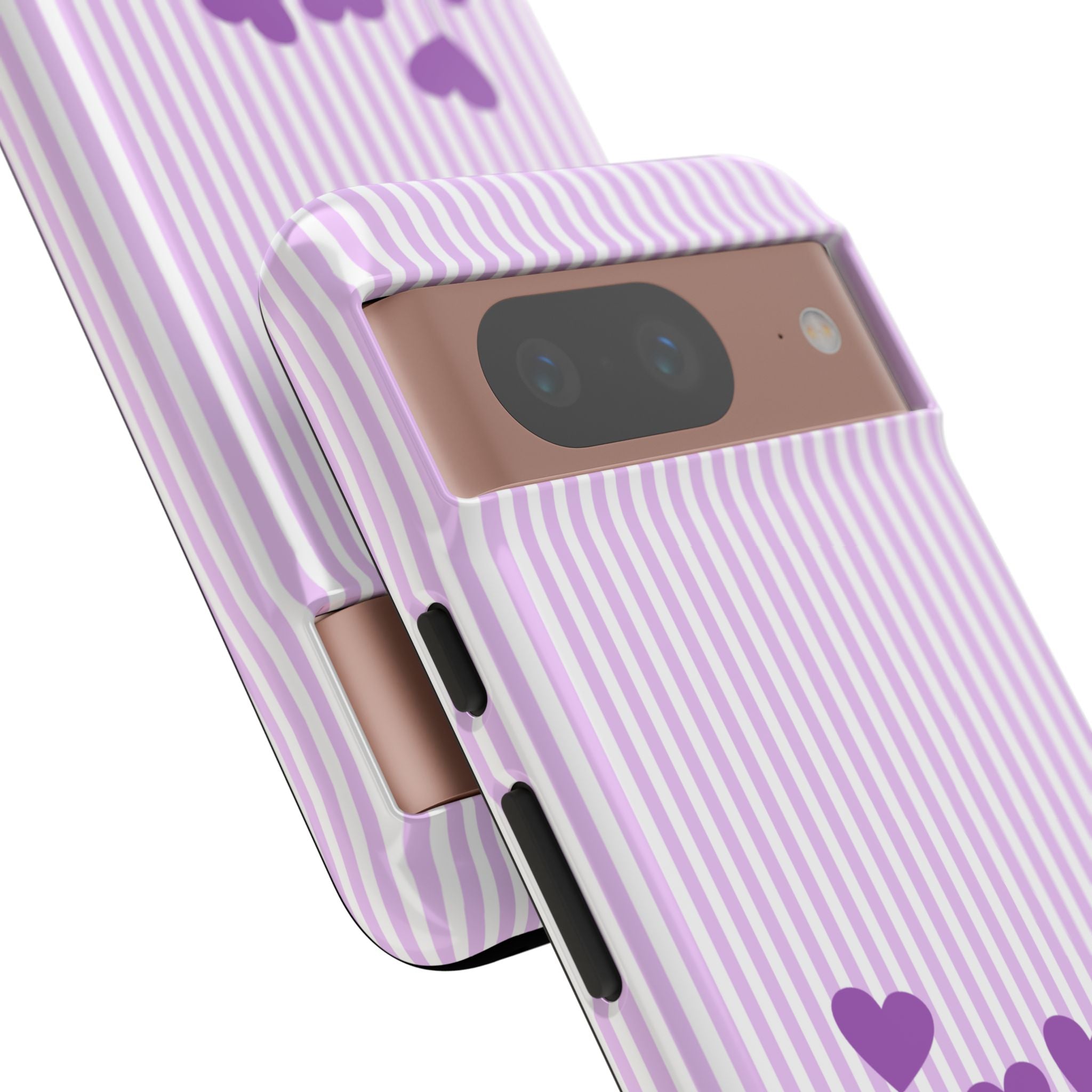 Galentines Day Striped hearts phone case, Purple Heart Floral Stripe Iphone case | Tough Cases - Iphone, Samsung and Pixel Mobile cases