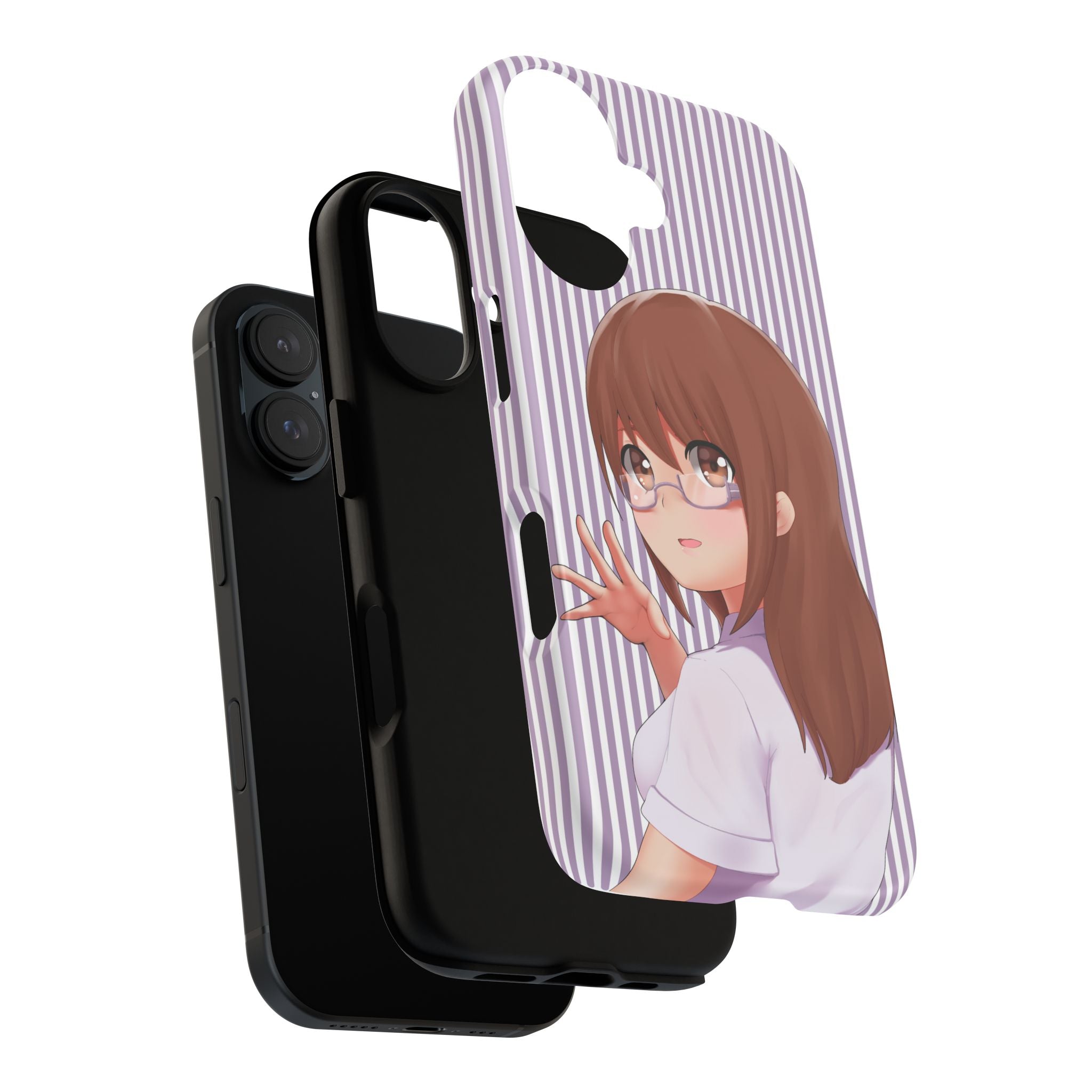 Galentines Day Striped lines mobile case, Glasses Anime Girl Stripe Iphone case | Tough Cases - Iphone, Samsung and Pixel Mobile cases