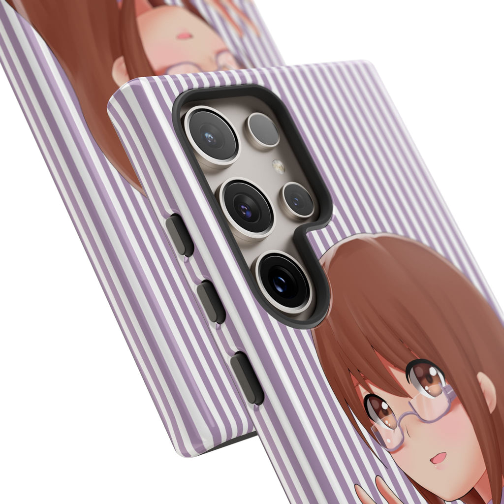 Galentines Day Striped lines mobile case, Glasses Anime Girl Stripe Iphone case | Tough Cases - Iphone, Samsung and Pixel Mobile cases