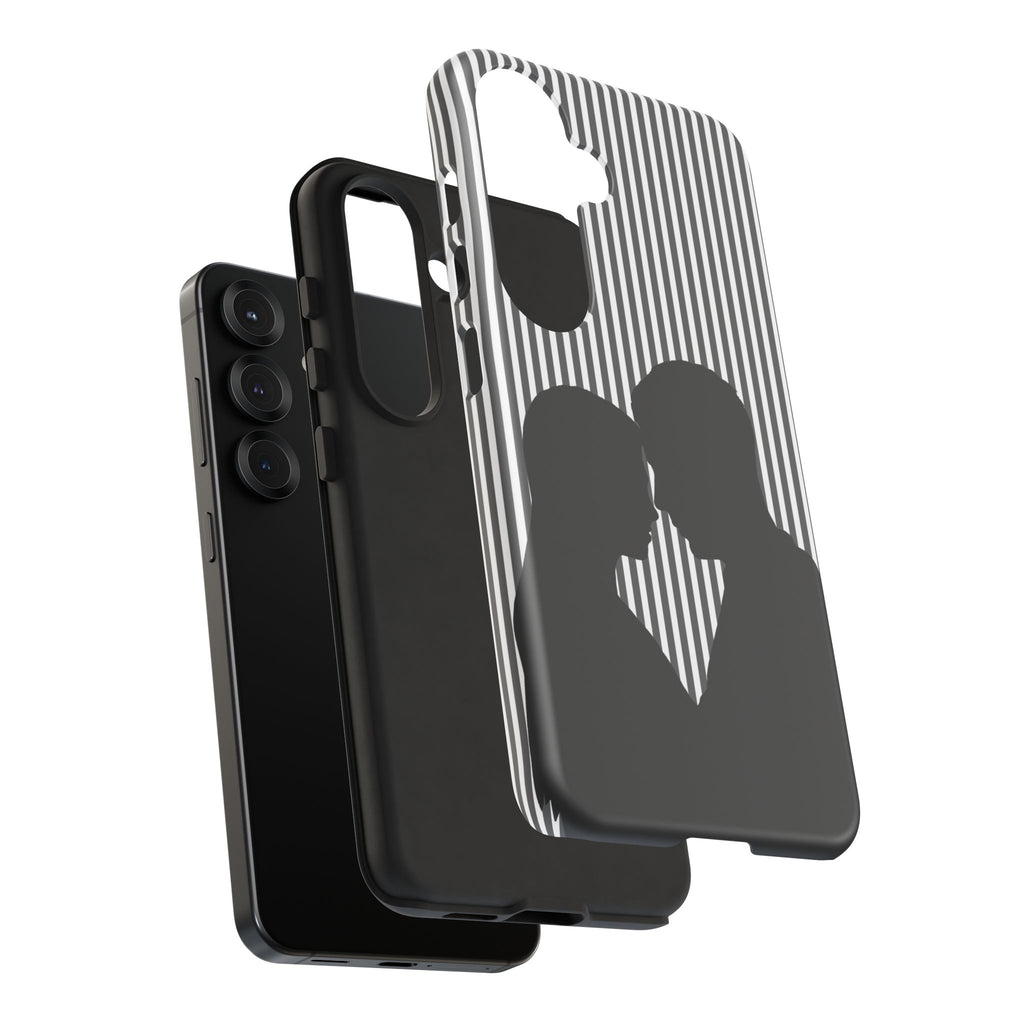 Silhouette Couple Phone Case | Galentines Day Striped Black and white phone case, Stripe Iphone case - Iphone, Samsung and Pixel Mobile case