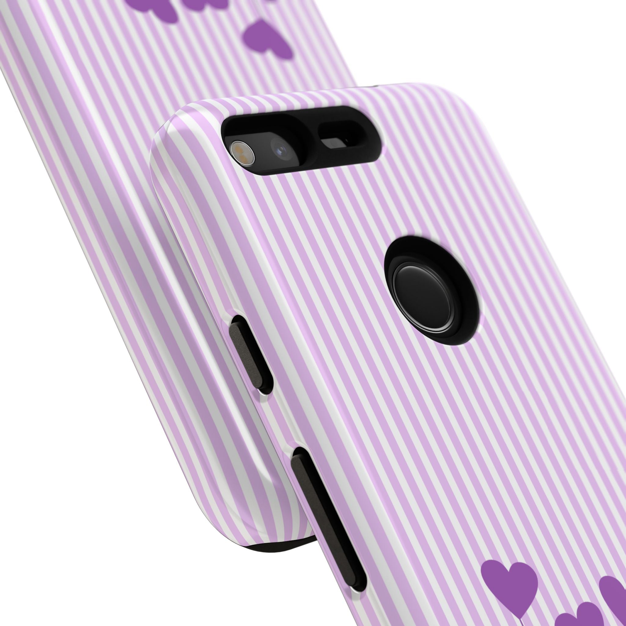 Galentines Day Striped hearts phone case, Purple Heart Floral Stripe Iphone case | Tough Cases - Iphone, Samsung and Pixel Mobile cases