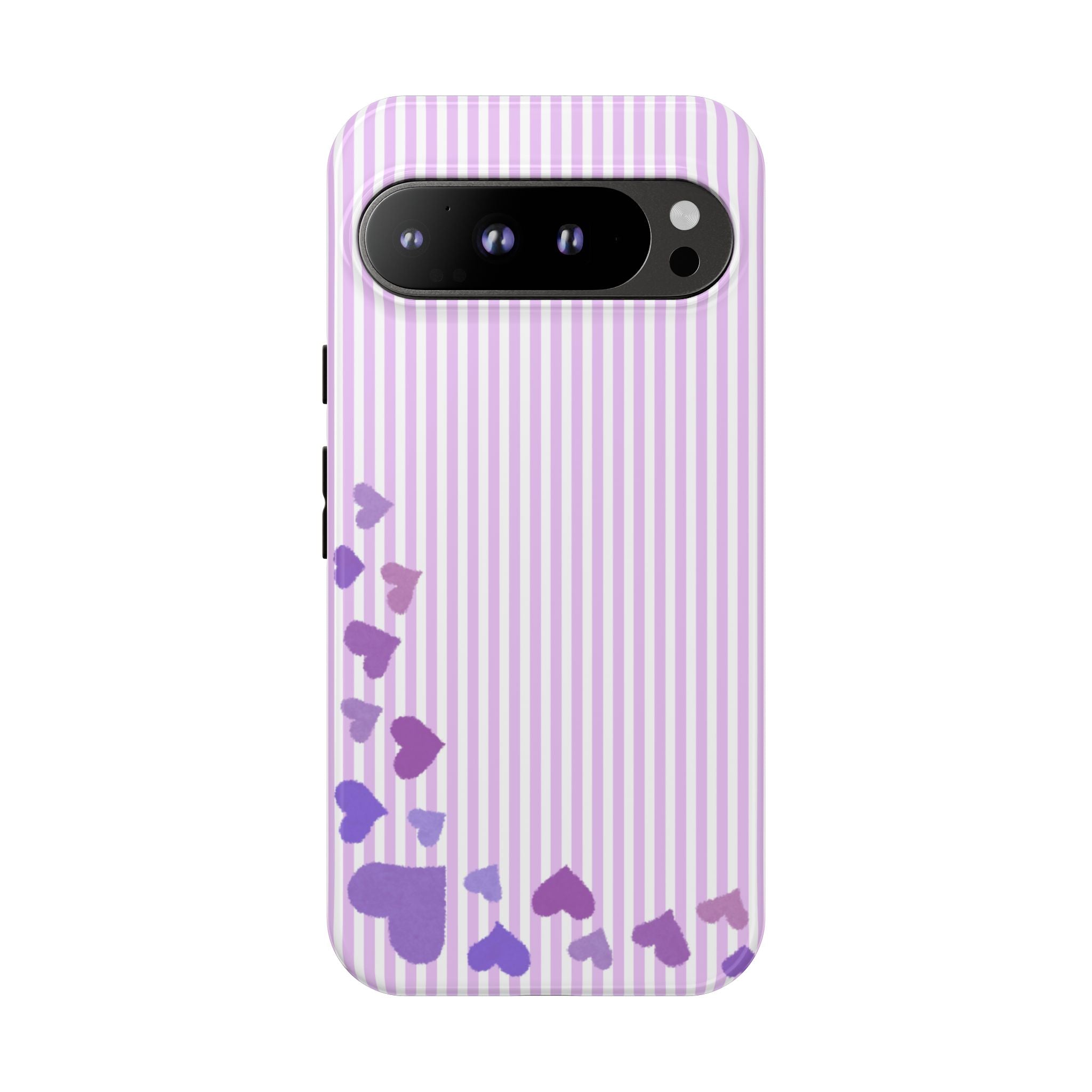 Valentines Day Striped hearts phone case, Purple Heart Floral Stripe Iphone case | Tough Cases - Iphone, Samsung and Pixel Mobile cases