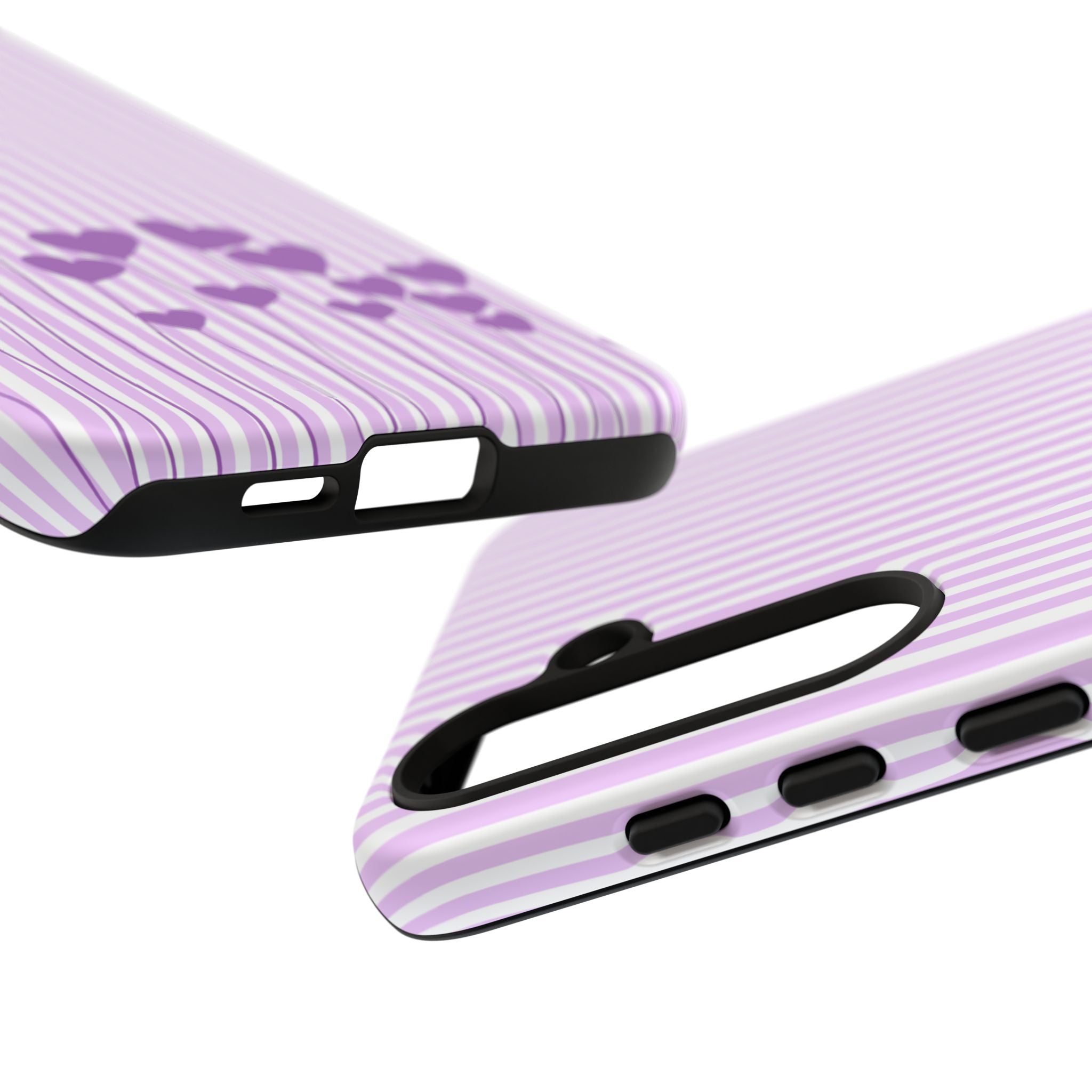 Galentines Day Striped hearts phone case, Purple Heart Floral Stripe Iphone case | Tough Cases - Iphone, Samsung and Pixel Mobile cases