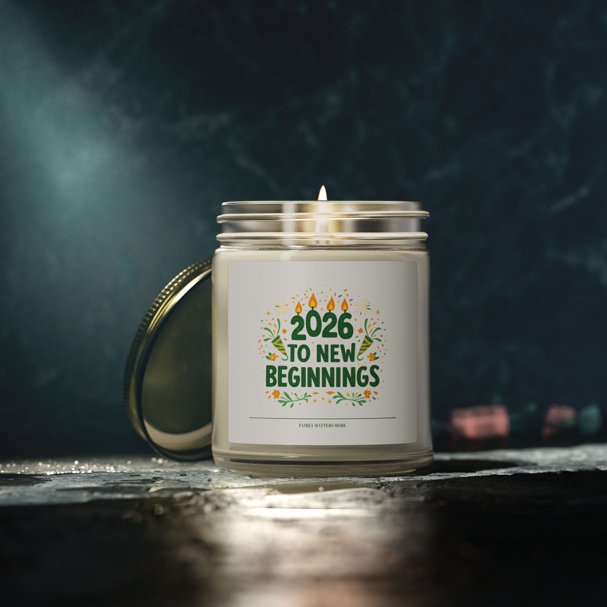 2026 To New Beginnings Candle, Happy New Year Scented Soy Candle 4oz 9oz, Hand Poured Jar, NYE Gift