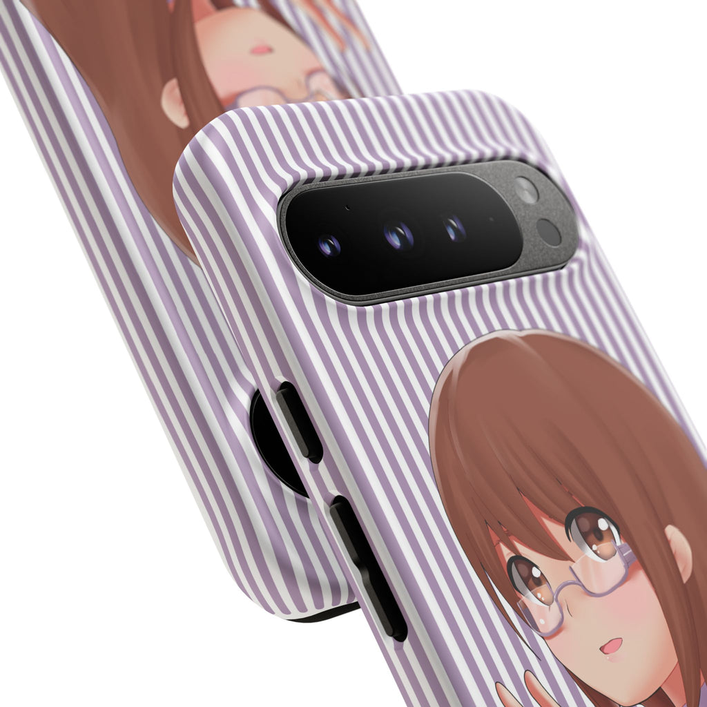 Galentines Day Striped lines mobile case, Glasses Anime Girl Stripe Iphone case | Tough Cases - Iphone, Samsung and Pixel Mobile cases