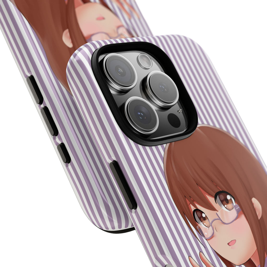 Galentines Day Striped lines mobile case, Glasses Anime Girl Stripe Iphone case | Tough Cases - Iphone, Samsung and Pixel Mobile cases