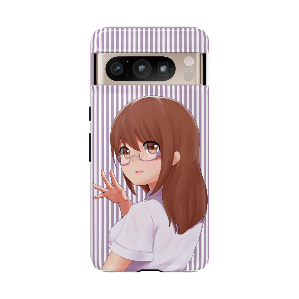 Galentines Day Striped lines mobile case, Glasses Anime Girl Stripe Iphone case | Tough Cases - Iphone, Samsung and Pixel Mobile cases