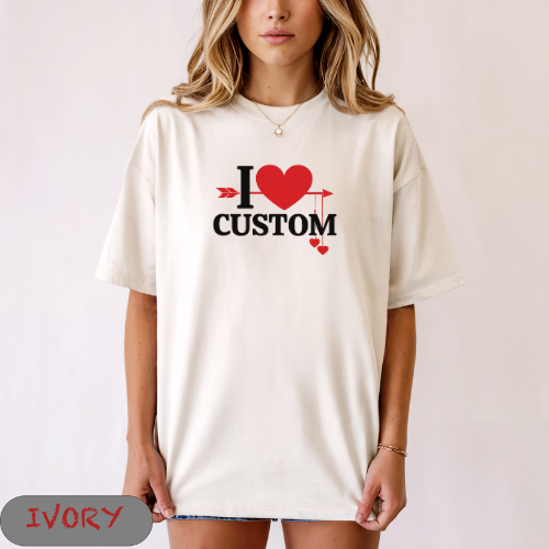I Love Custom Shirt, Personalized Valentine Shirt, Custom Text Name Tee, Couples Matching Gift, Cute Heart Arrow T-Shirt, Unisex Adult Youth Tee, Anniversary Gift