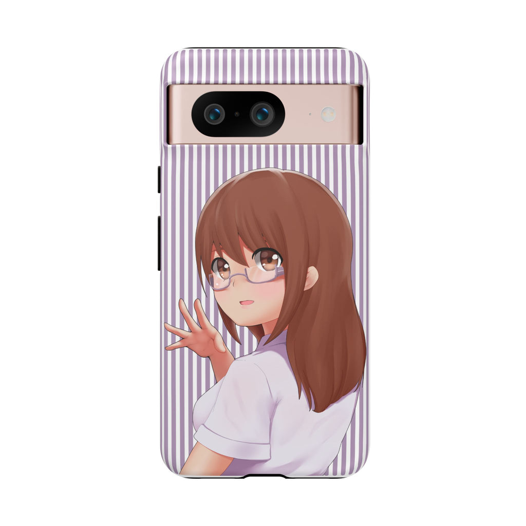 Galentines Day Striped lines mobile case, Glasses Anime Girl Stripe Iphone case | Tough Cases - Iphone, Samsung and Pixel Mobile cases