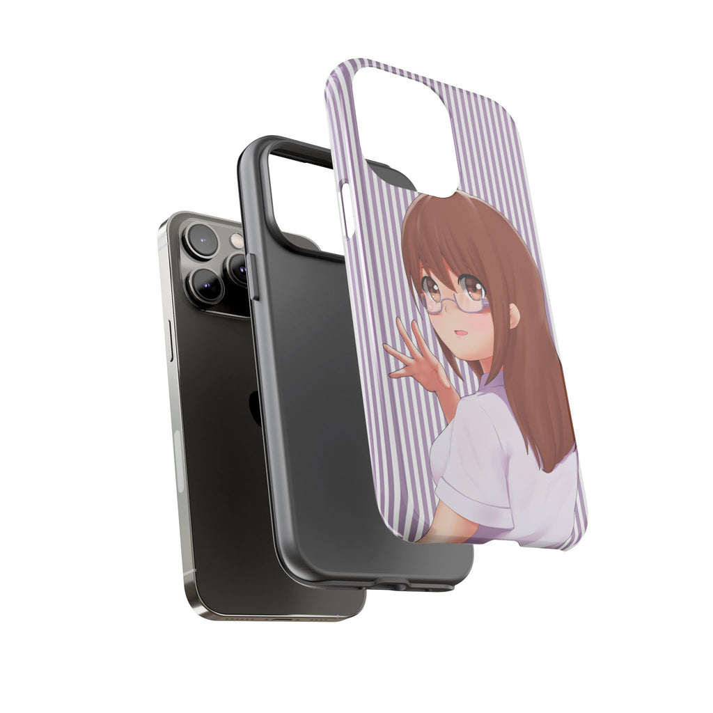 Galentines Day Striped lines mobile case, Glasses Anime Girl Stripe Iphone case | Tough Cases - Iphone, Samsung and Pixel Mobile cases