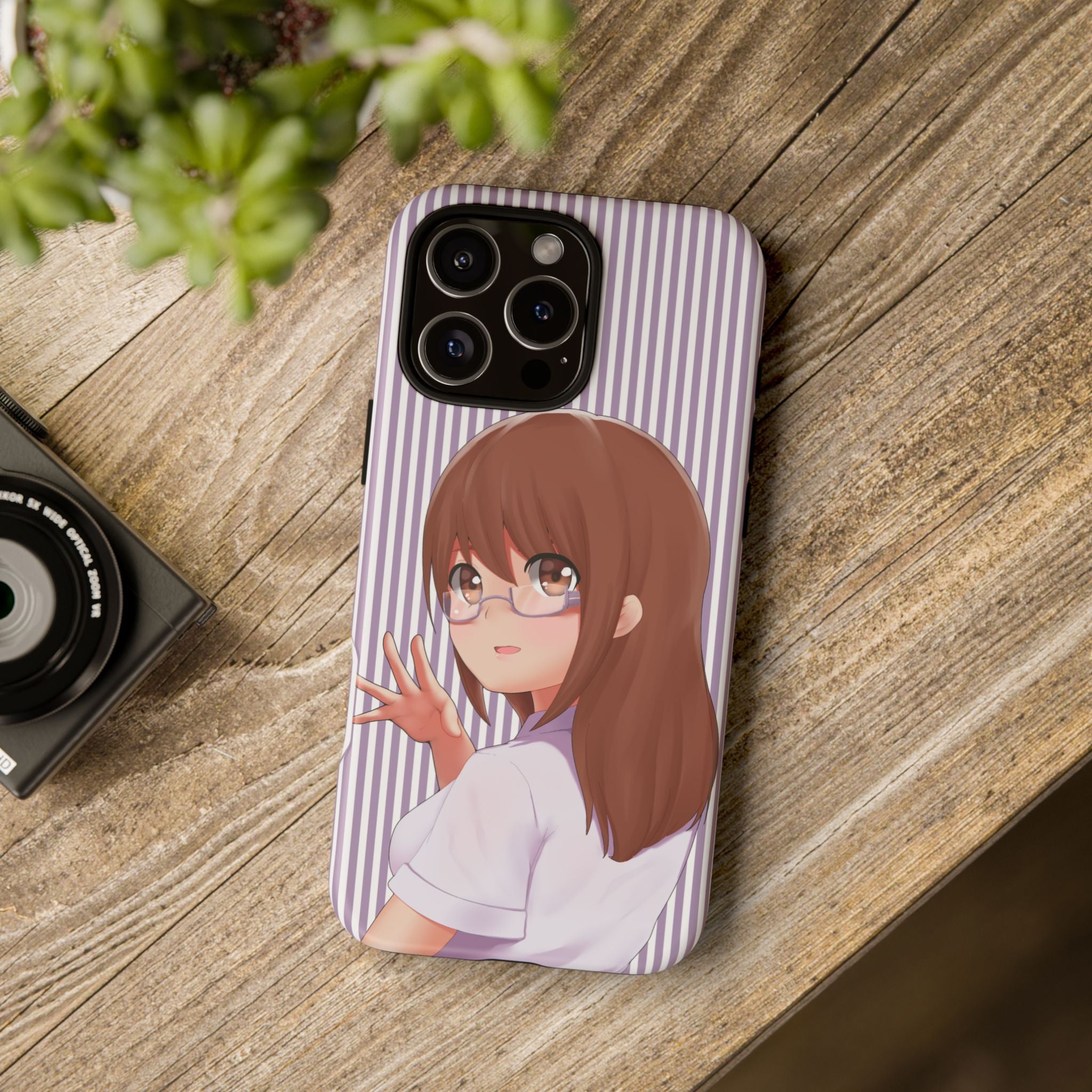 Galentines Day Striped lines mobile case, Glasses Anime Girl Stripe Iphone case | Tough Cases - Iphone, Samsung and Pixel Mobile cases