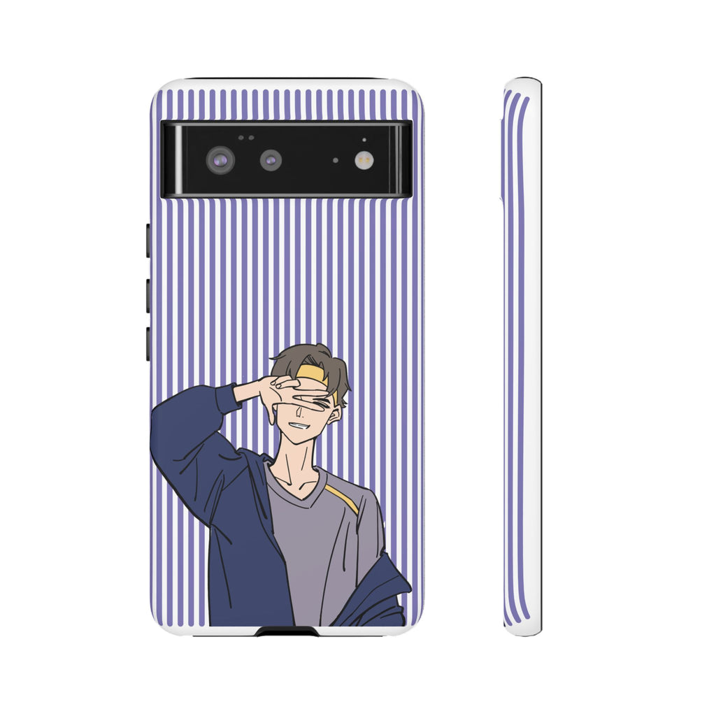 Casual Anime Guy Phone Case | Valentines Day Striped Lines phone case, Purple Stripe Iphone case - Iphone, Samsung and Pixel Mobile cases