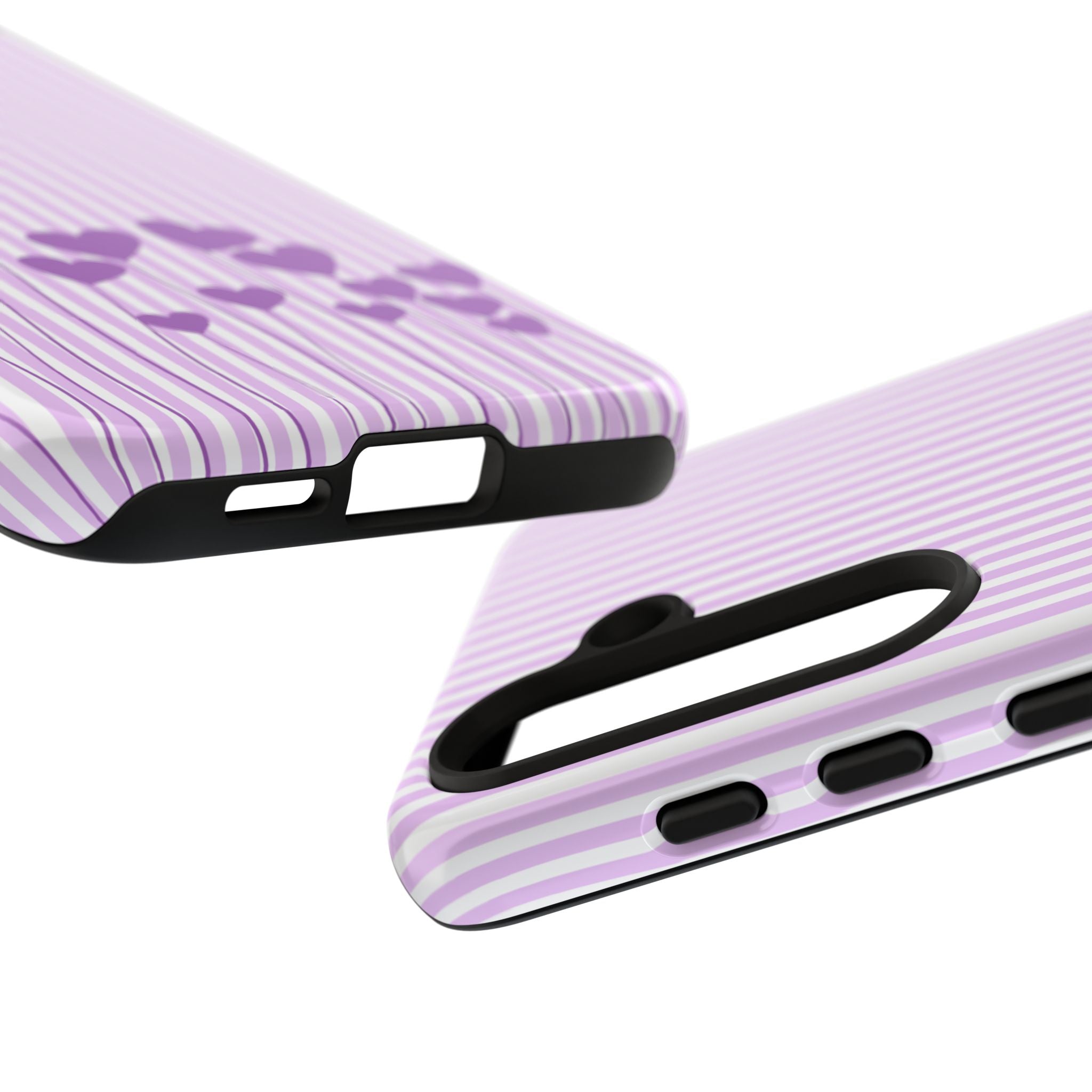 Galentines Day Striped hearts phone case, Purple Heart Floral Stripe Iphone case | Tough Cases - Iphone, Samsung and Pixel Mobile cases