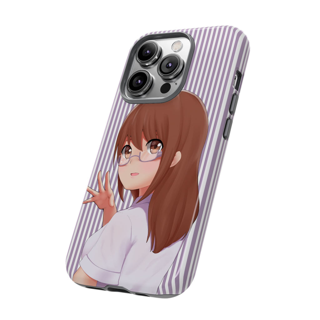 Galentines Day Striped lines mobile case, Glasses Anime Girl Stripe Iphone case | Tough Cases - Iphone, Samsung and Pixel Mobile cases