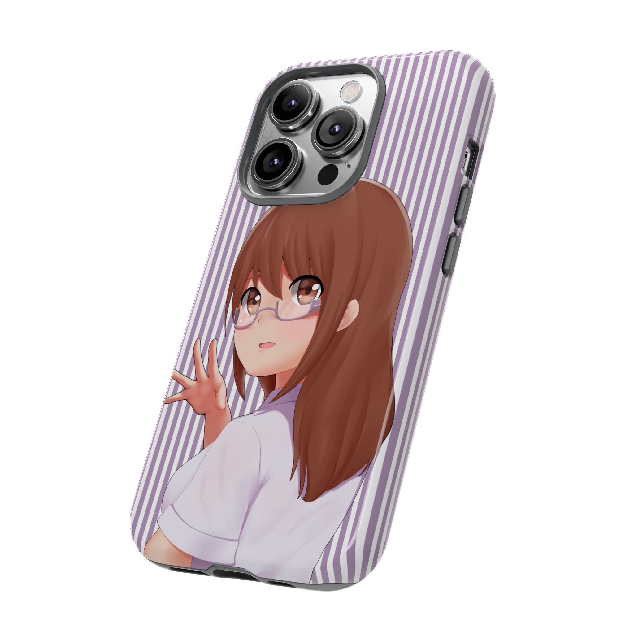 Galentines Day Striped lines mobile case, Glasses Anime Girl Stripe Iphone case | Tough Cases - Iphone, Samsung and Pixel Mobile cases