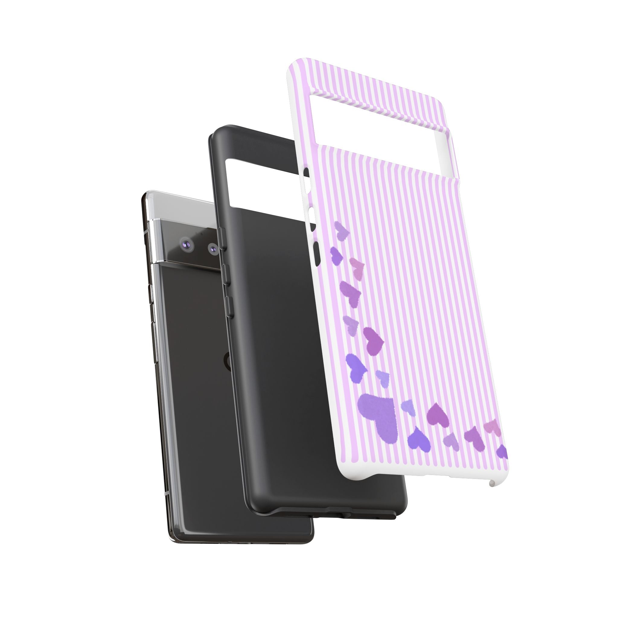 Valentines Day Striped hearts phone case, Purple Heart Floral Stripe Iphone case | Tough Cases - Iphone, Samsung and Pixel Mobile cases