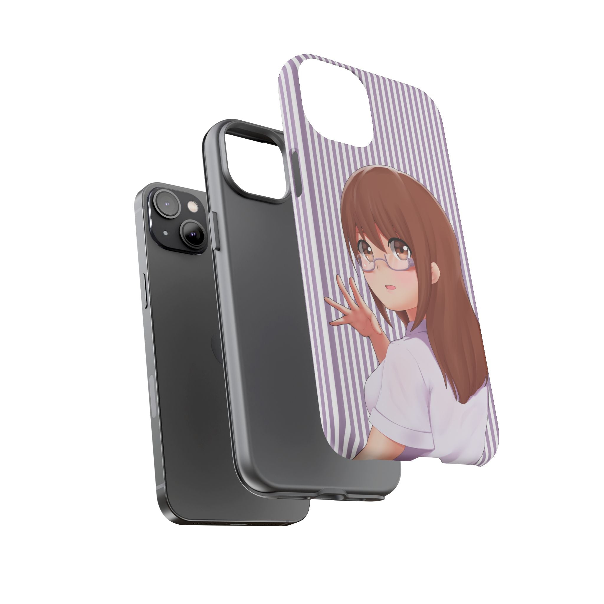 Galentines Day Striped lines mobile case, Glasses Anime Girl Stripe Iphone case | Tough Cases - Iphone, Samsung and Pixel Mobile cases