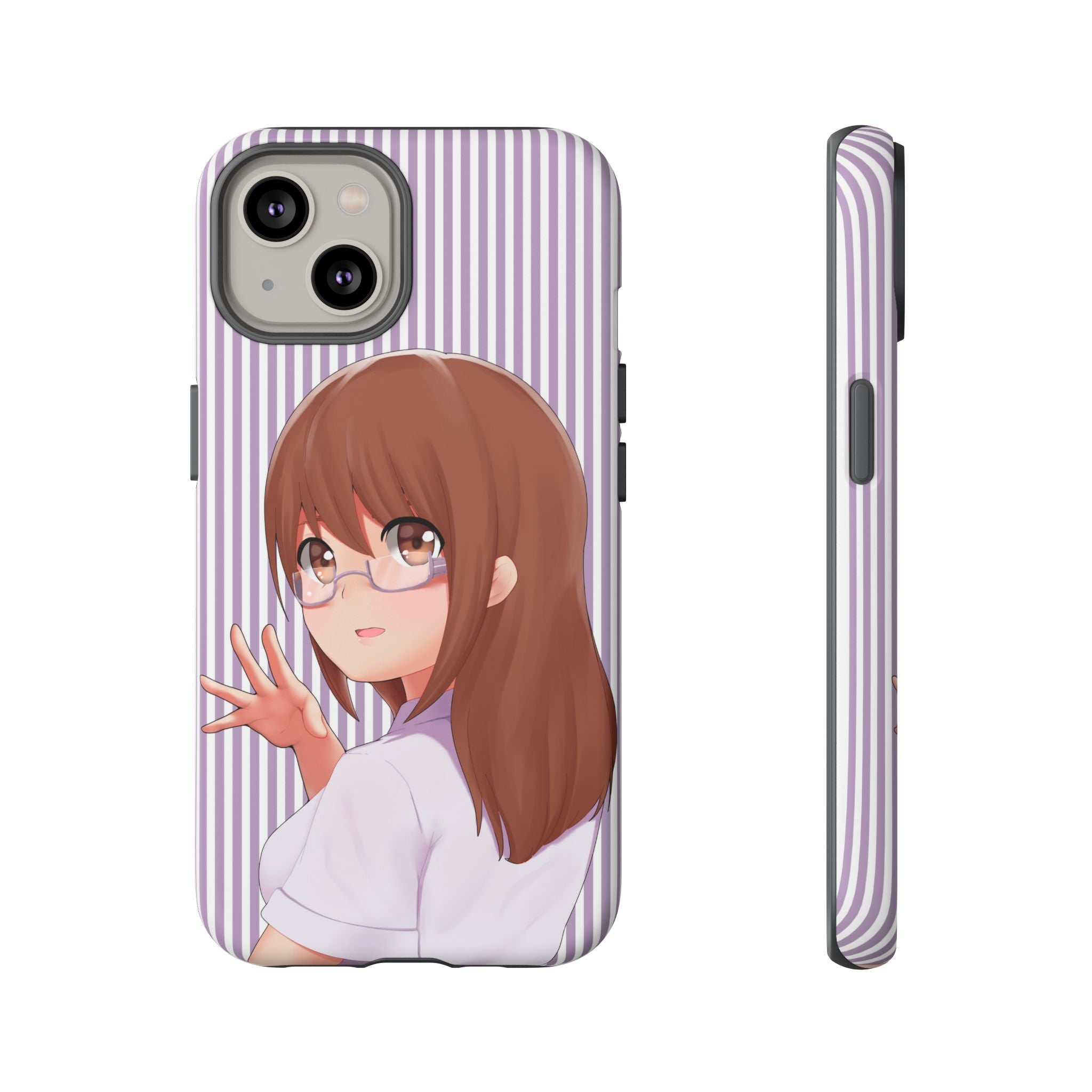 Galentines Day Striped lines mobile case, Glasses Anime Girl Stripe Iphone case | Tough Cases - Iphone, Samsung and Pixel Mobile cases