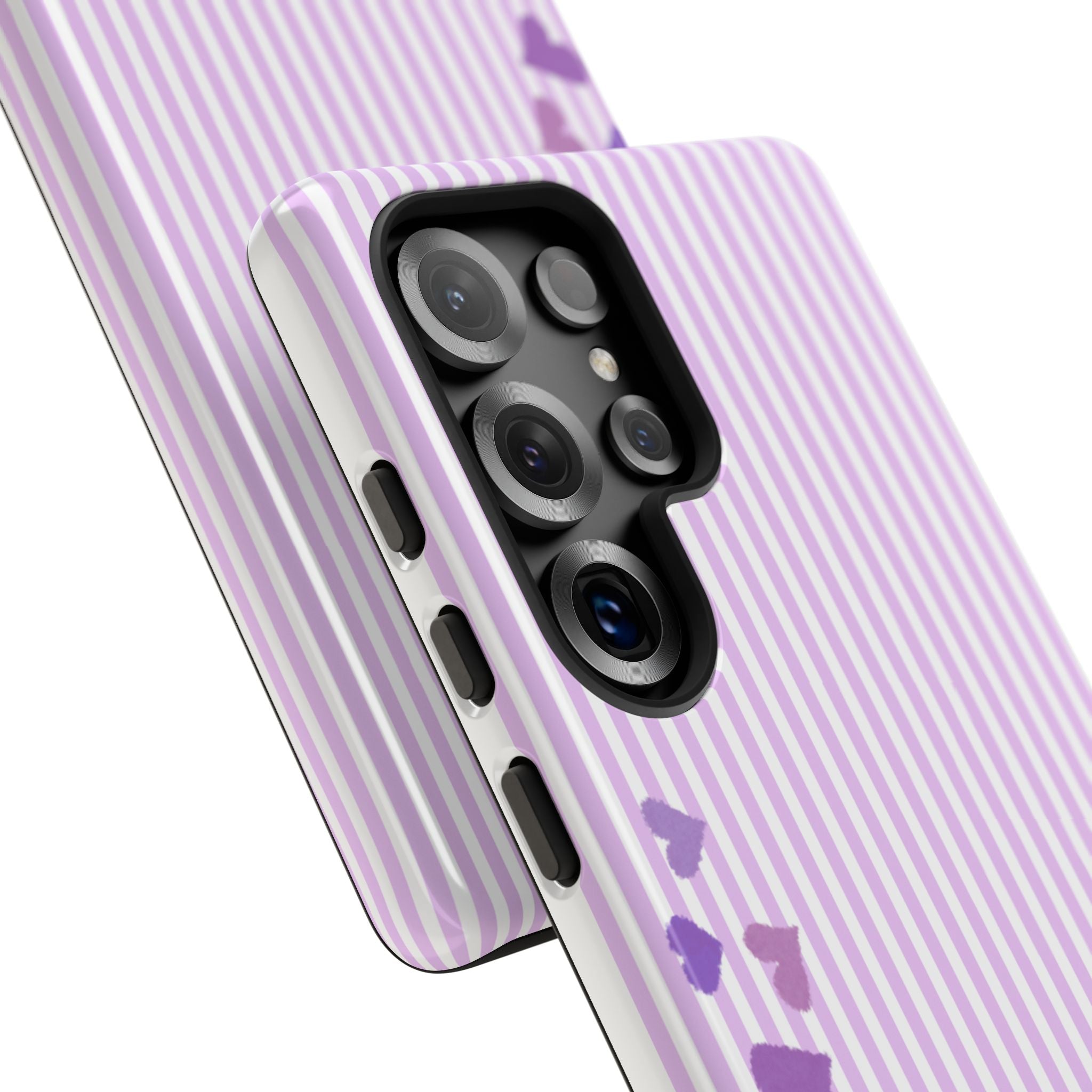Valentines Day Striped hearts phone case, Purple Heart Floral Stripe Iphone case | Tough Cases - Iphone, Samsung and Pixel Mobile cases