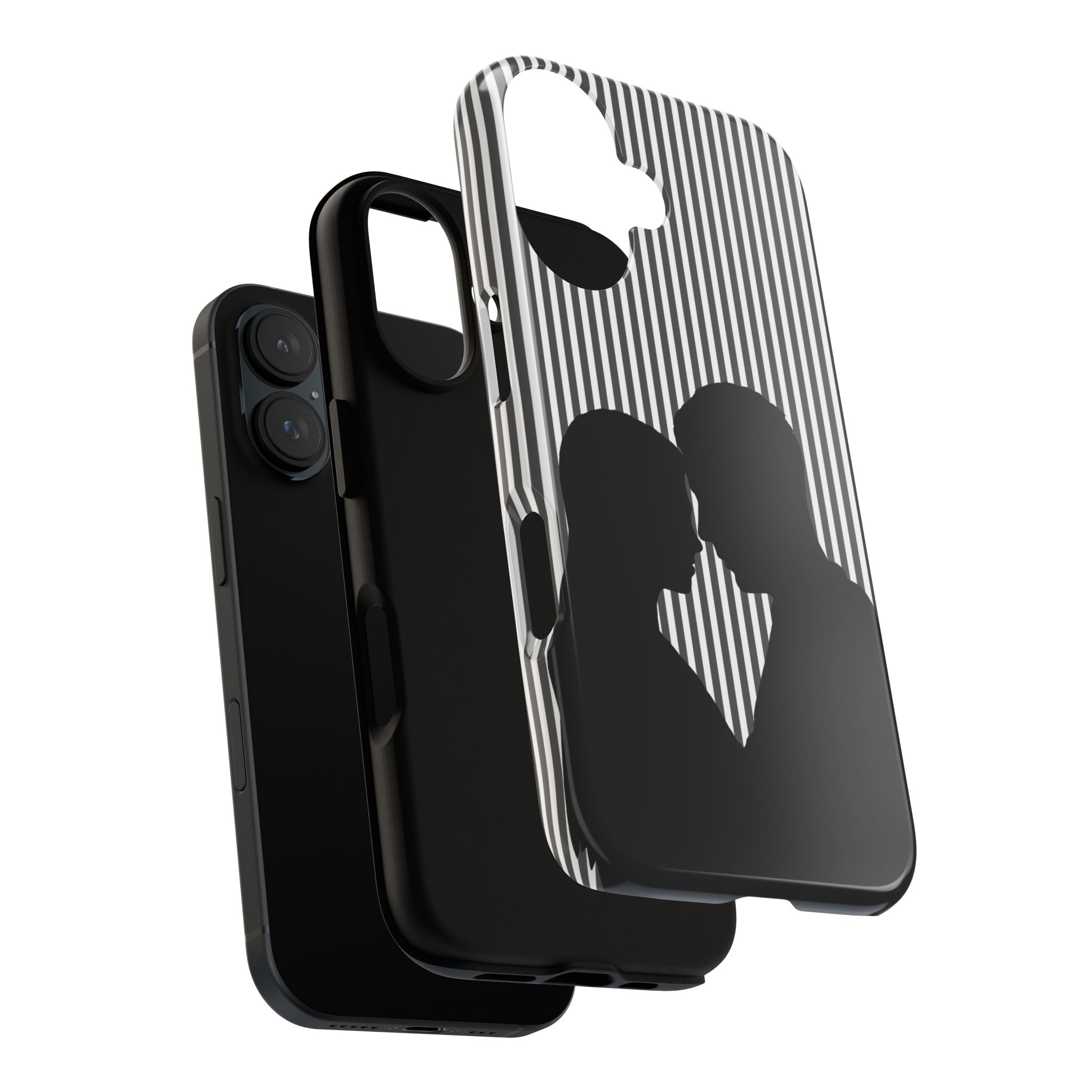 Silhouette Couple Phone Case | Galentines Day Striped Black and white phone case, Stripe Iphone case - Iphone, Samsung and Pixel Mobile case