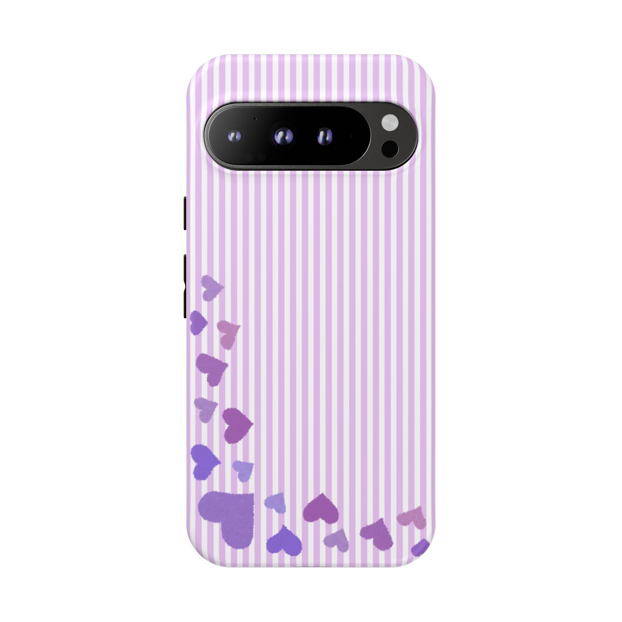Valentines Day Striped hearts phone case, Purple Heart Floral Stripe Iphone case | Tough Cases - Iphone, Samsung and Pixel Mobile cases