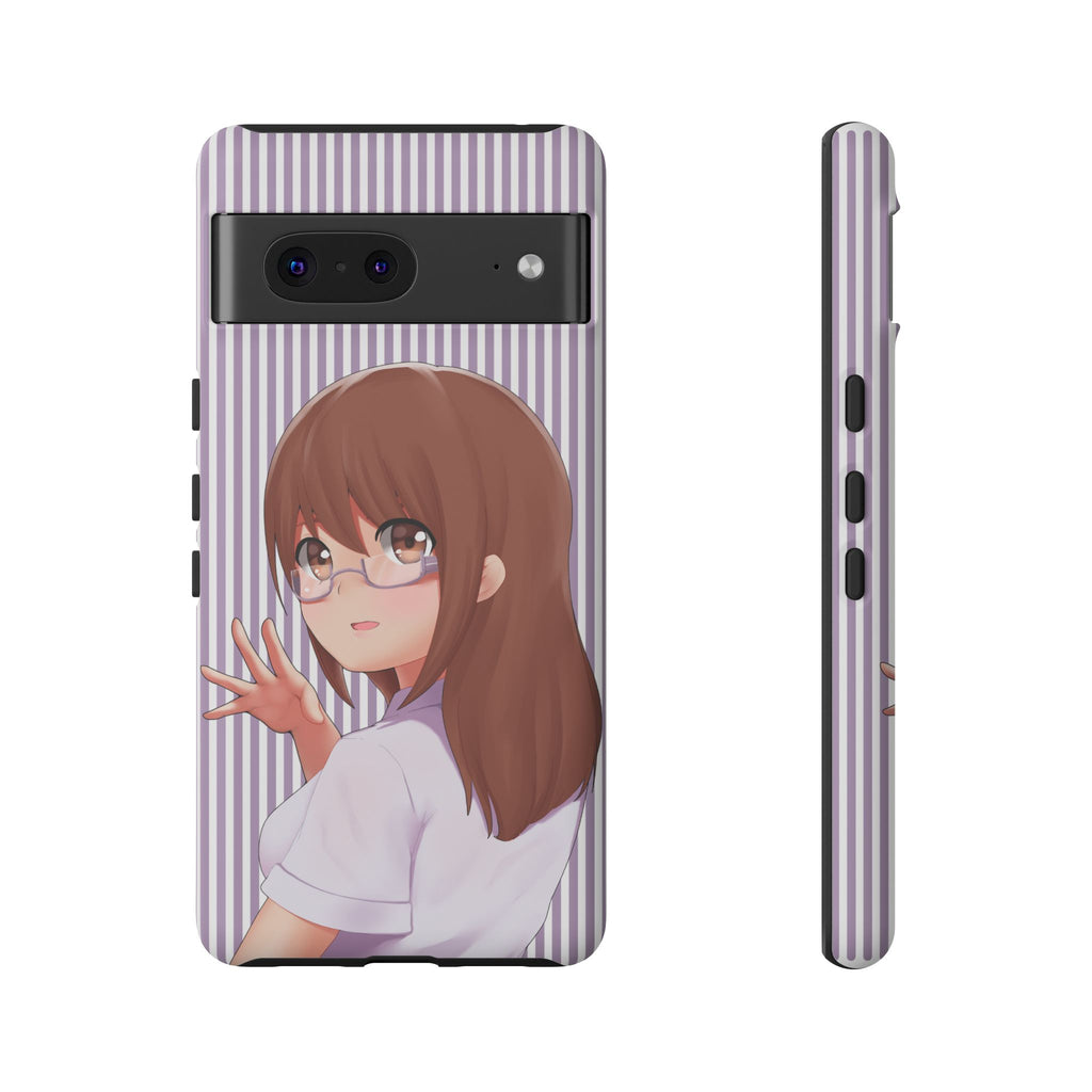 Galentines Day Striped lines mobile case, Glasses Anime Girl Stripe Iphone case | Tough Cases - Iphone, Samsung and Pixel Mobile cases
