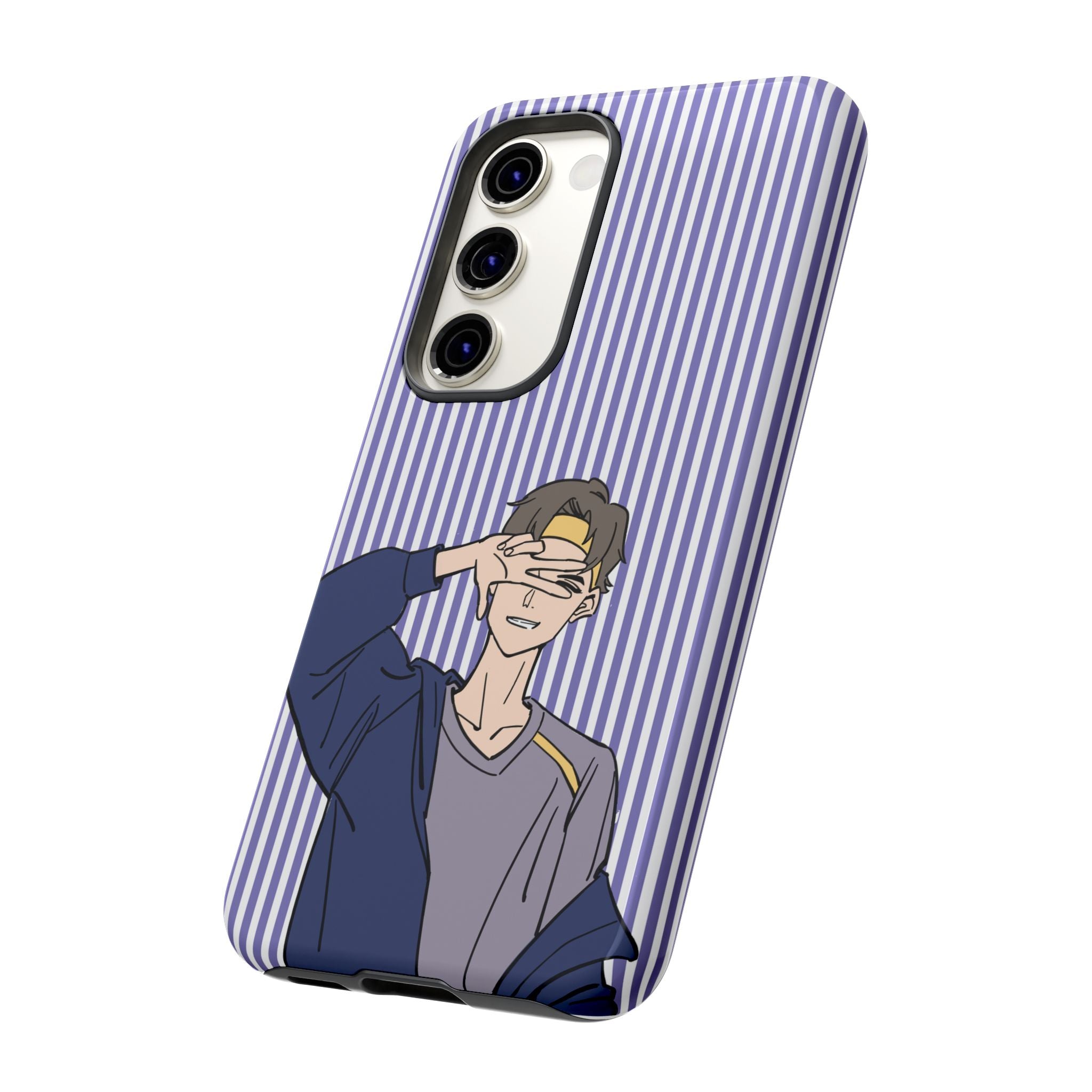 Casual Anime Guy Phone Case | Valentines Day Striped Lines phone case, Purple Stripe Iphone case - Iphone, Samsung and Pixel Mobile cases