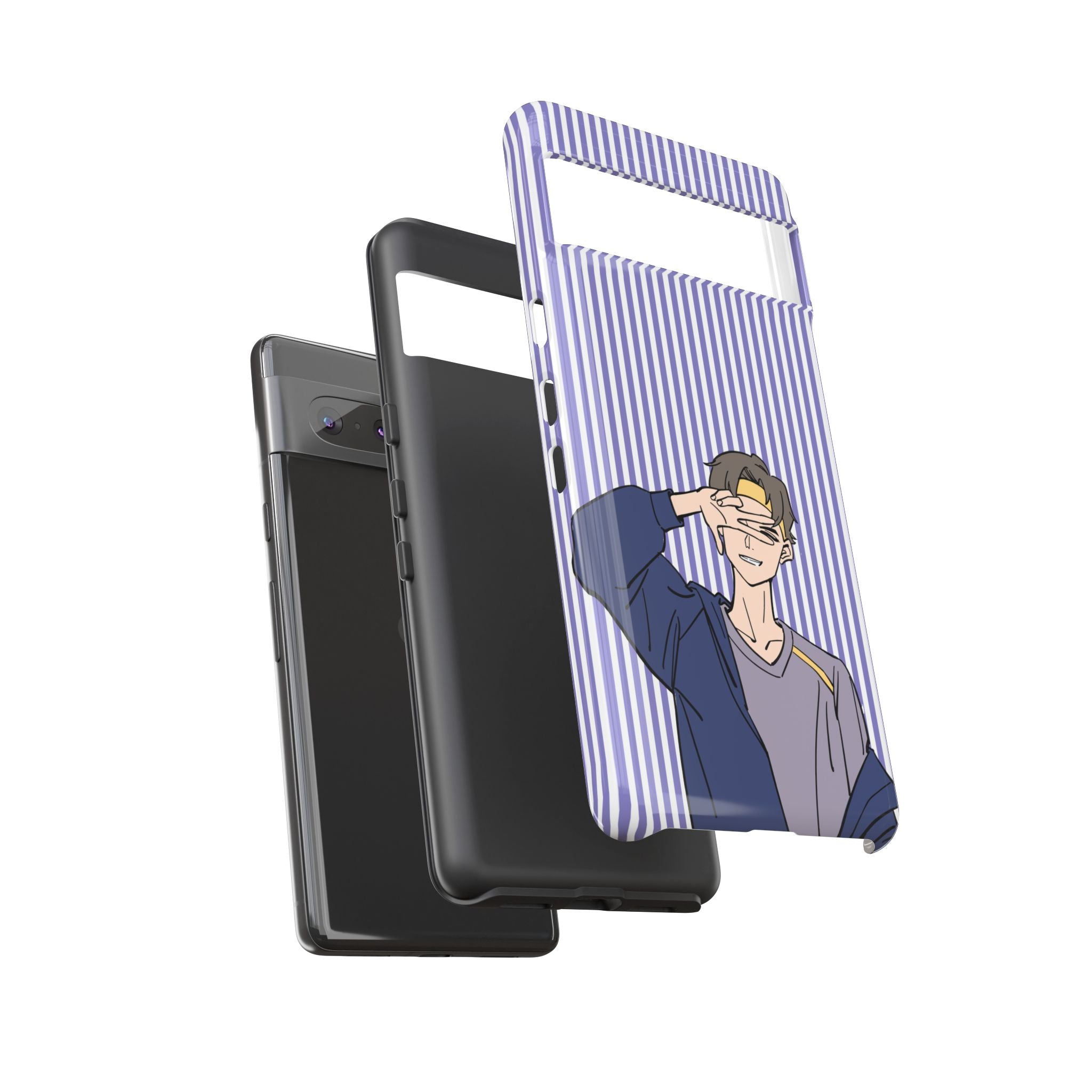 Casual Anime Guy Phone Case | Valentines Day Striped Lines phone case, Purple Stripe Iphone case - Iphone, Samsung and Pixel Mobile cases