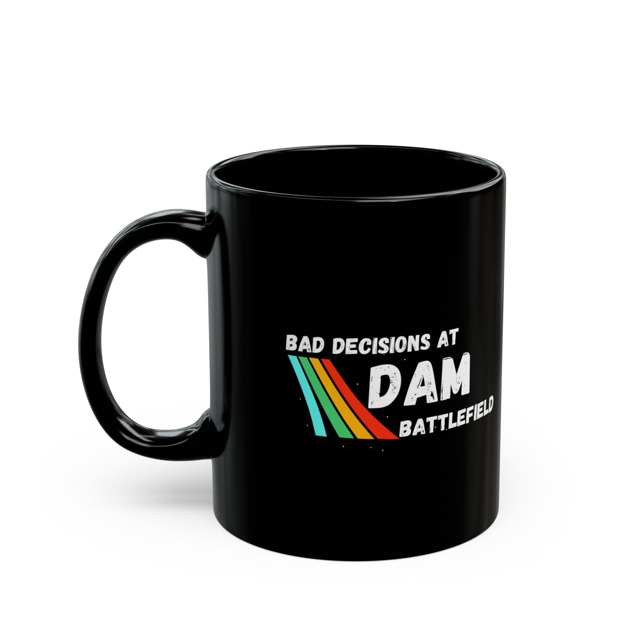 Bad Decisions At Dam Battlefield Mug, Funny Gamer Coffee Mug 11oz 15oz, Retro Rainbow Gaming Gift for Brother
