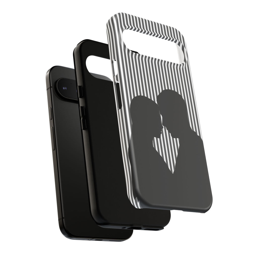 Silhouette Couple Phone Case | Galentines Day Striped Black and white phone case, Stripe Iphone case - Iphone, Samsung and Pixel Mobile case