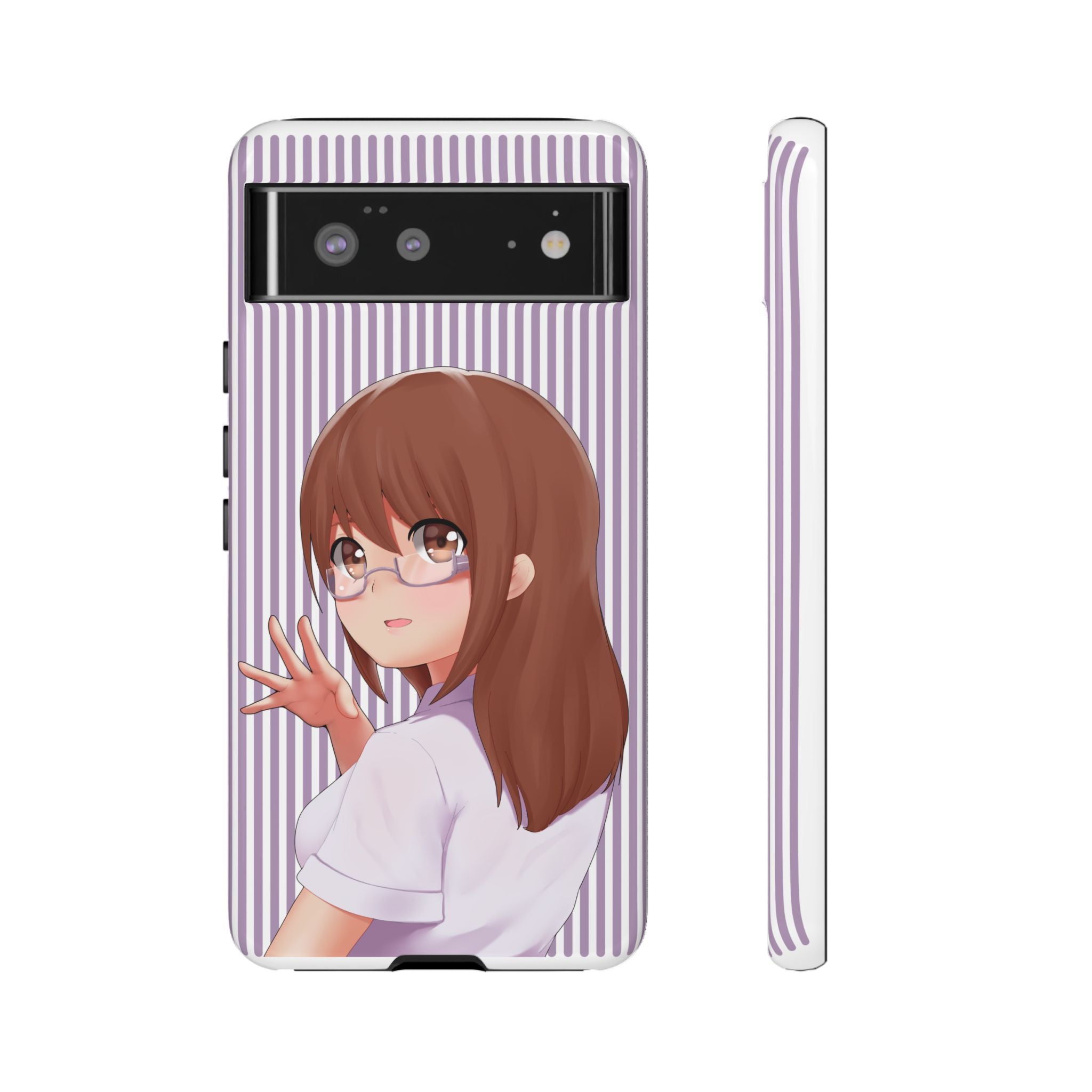 Galentines Day Striped lines mobile case, Glasses Anime Girl Stripe Iphone case | Tough Cases - Iphone, Samsung and Pixel Mobile cases