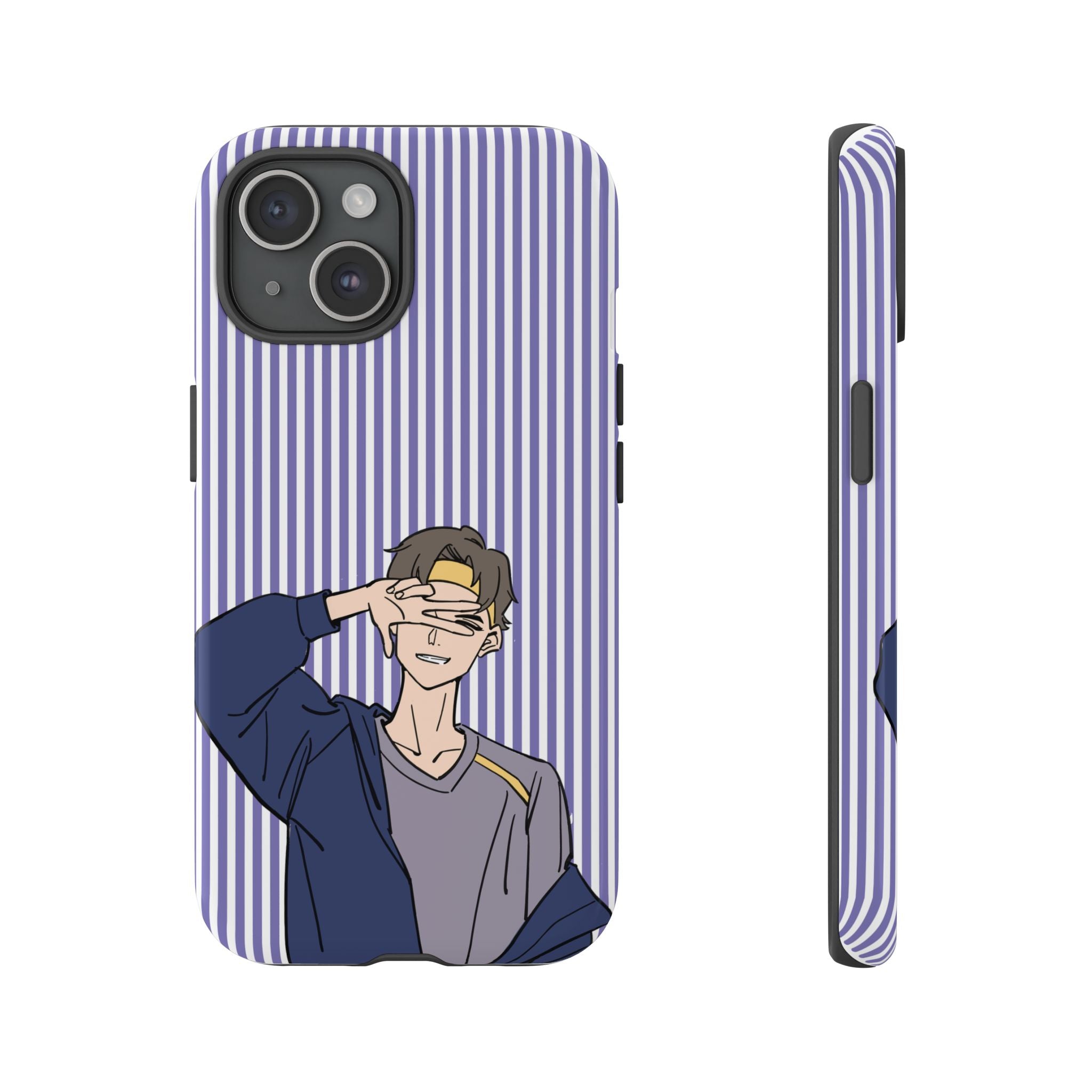 Casual Anime Guy Phone Case | Valentines Day Striped Lines phone case, Purple Stripe Iphone case - Iphone, Samsung and Pixel Mobile cases