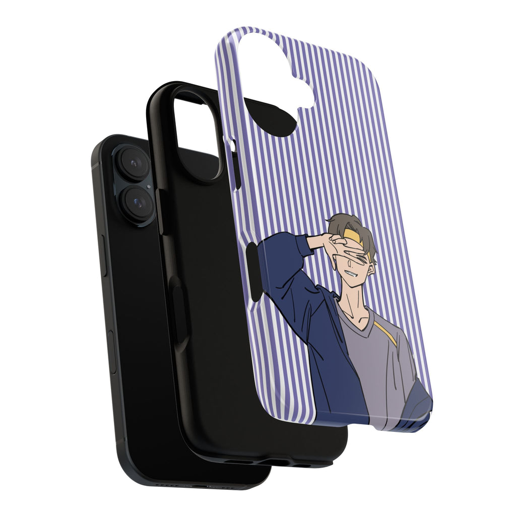 Casual Anime Guy Phone Case | Valentines Day Striped Lines phone case, Purple Stripe Iphone case - Iphone, Samsung and Pixel Mobile cases