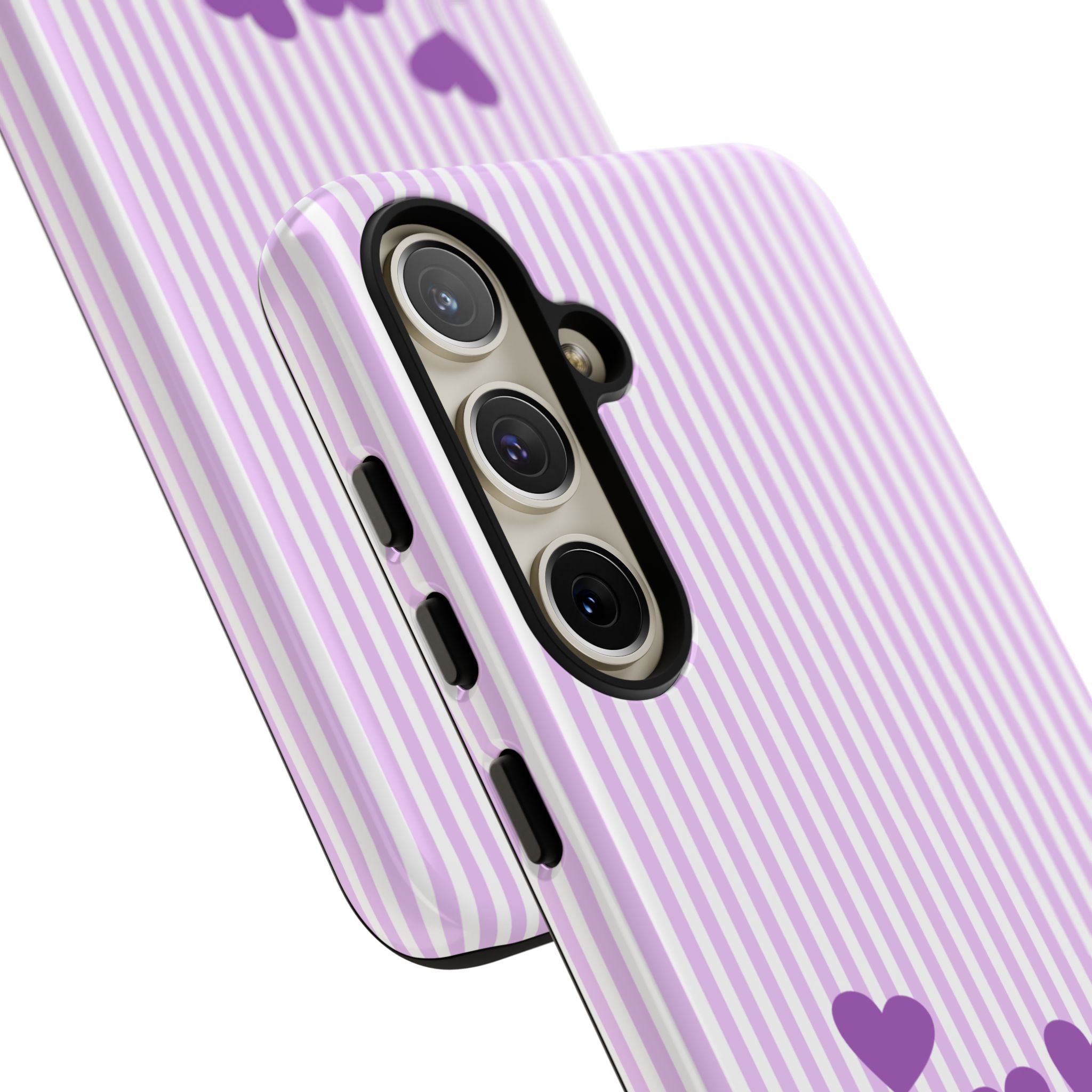 Galentines Day Striped hearts phone case, Purple Heart Floral Stripe Iphone case | Tough Cases - Iphone, Samsung and Pixel Mobile cases