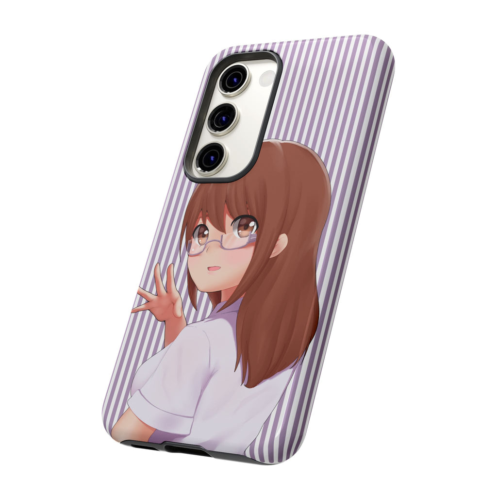Galentines Day Striped lines mobile case, Glasses Anime Girl Stripe Iphone case | Tough Cases - Iphone, Samsung and Pixel Mobile cases