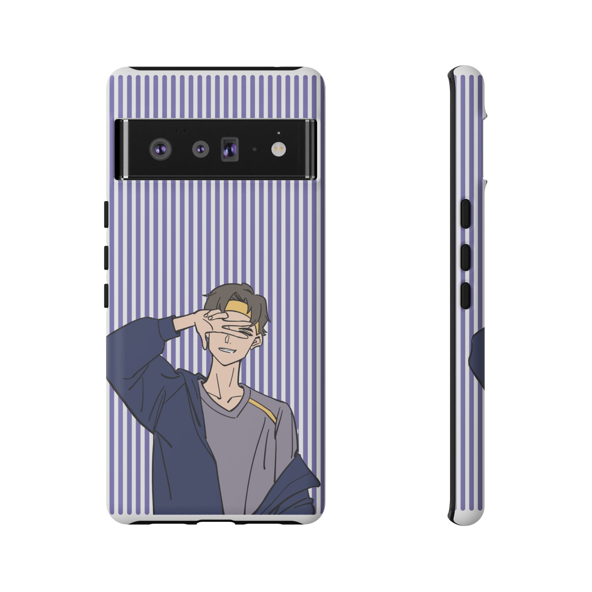 Casual Anime Guy Phone Case | Valentines Day Striped Lines phone case, Purple Stripe Iphone case - Iphone, Samsung and Pixel Mobile cases