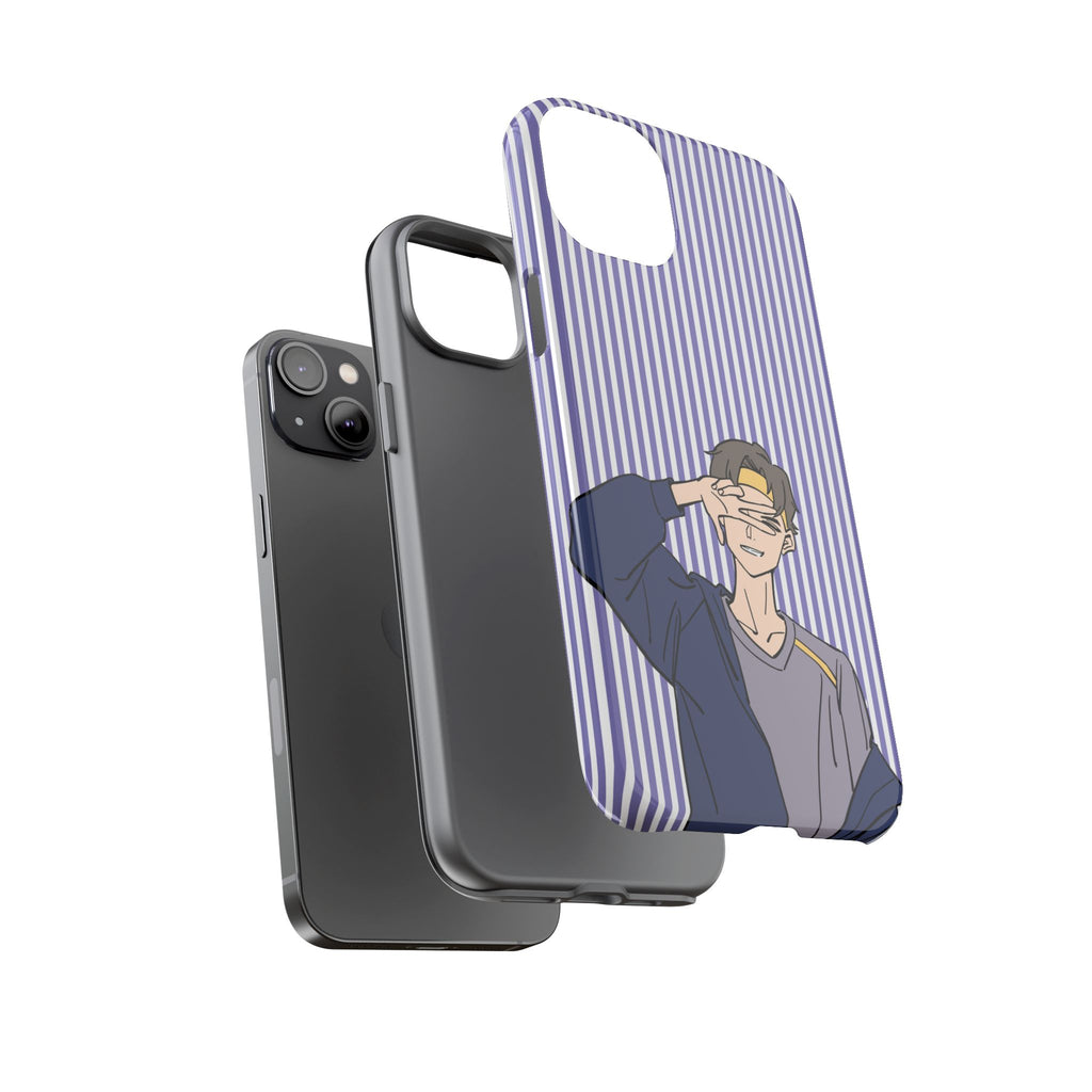 Casual Anime Guy Phone Case | Valentines Day Striped Lines phone case, Purple Stripe Iphone case - Iphone, Samsung and Pixel Mobile cases