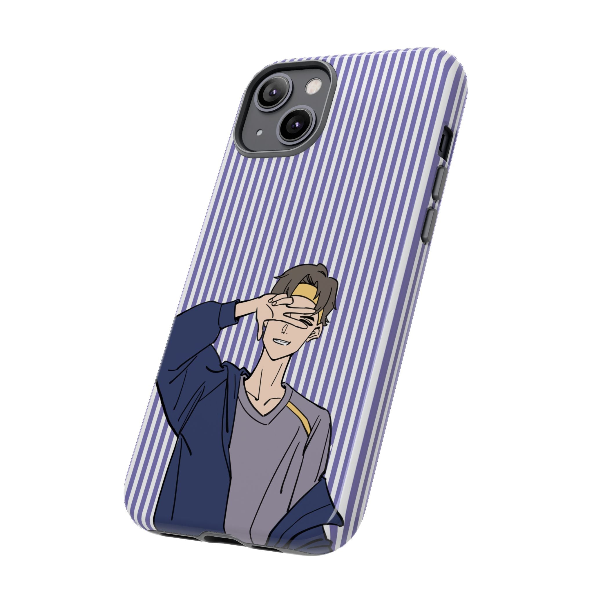 Casual Anime Guy Phone Case | Valentines Day Striped Lines phone case, Purple Stripe Iphone case - Iphone, Samsung and Pixel Mobile cases