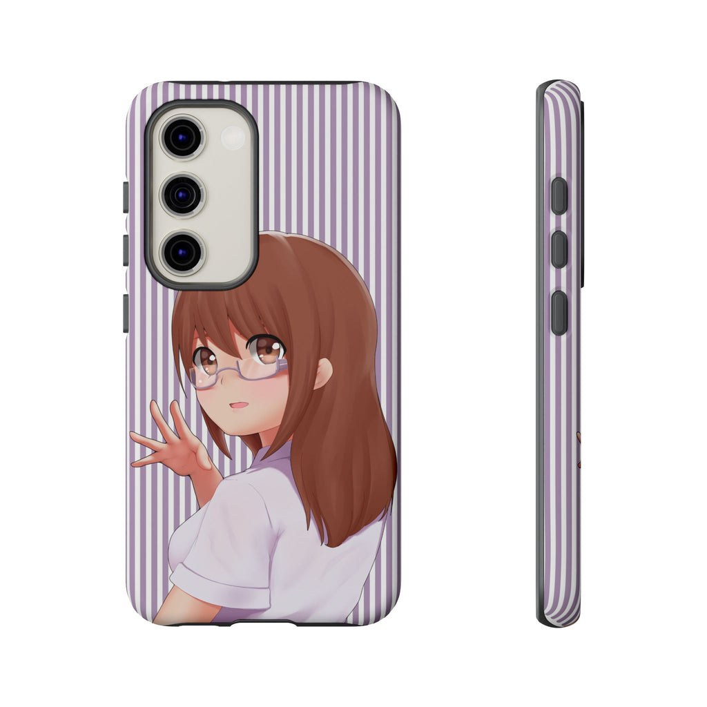 Galentines Day Striped lines mobile case, Glasses Anime Girl Stripe Iphone case | Tough Cases - Iphone, Samsung and Pixel Mobile cases