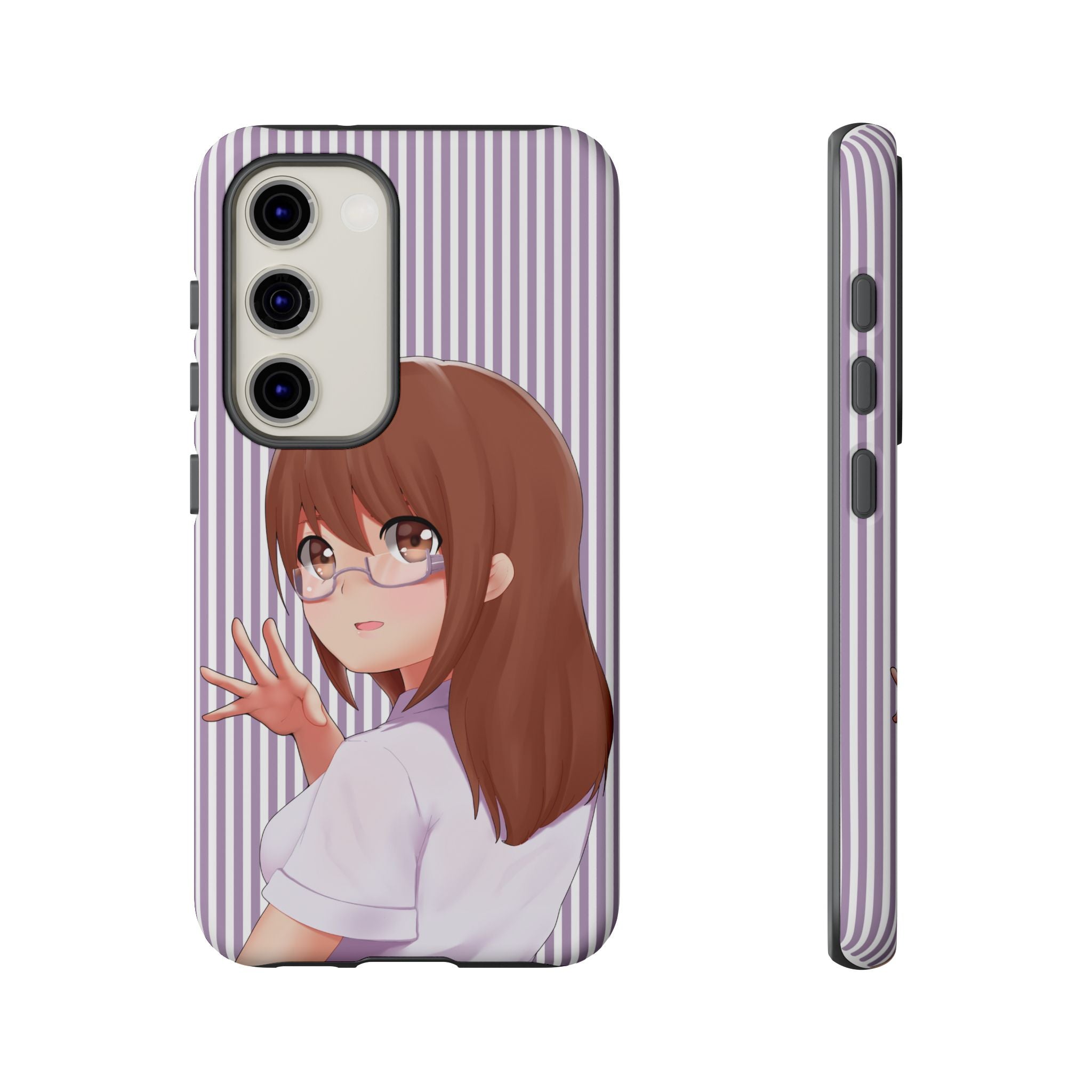Galentines Day Striped lines mobile case, Glasses Anime Girl Stripe Iphone case | Tough Cases - Iphone, Samsung and Pixel Mobile cases