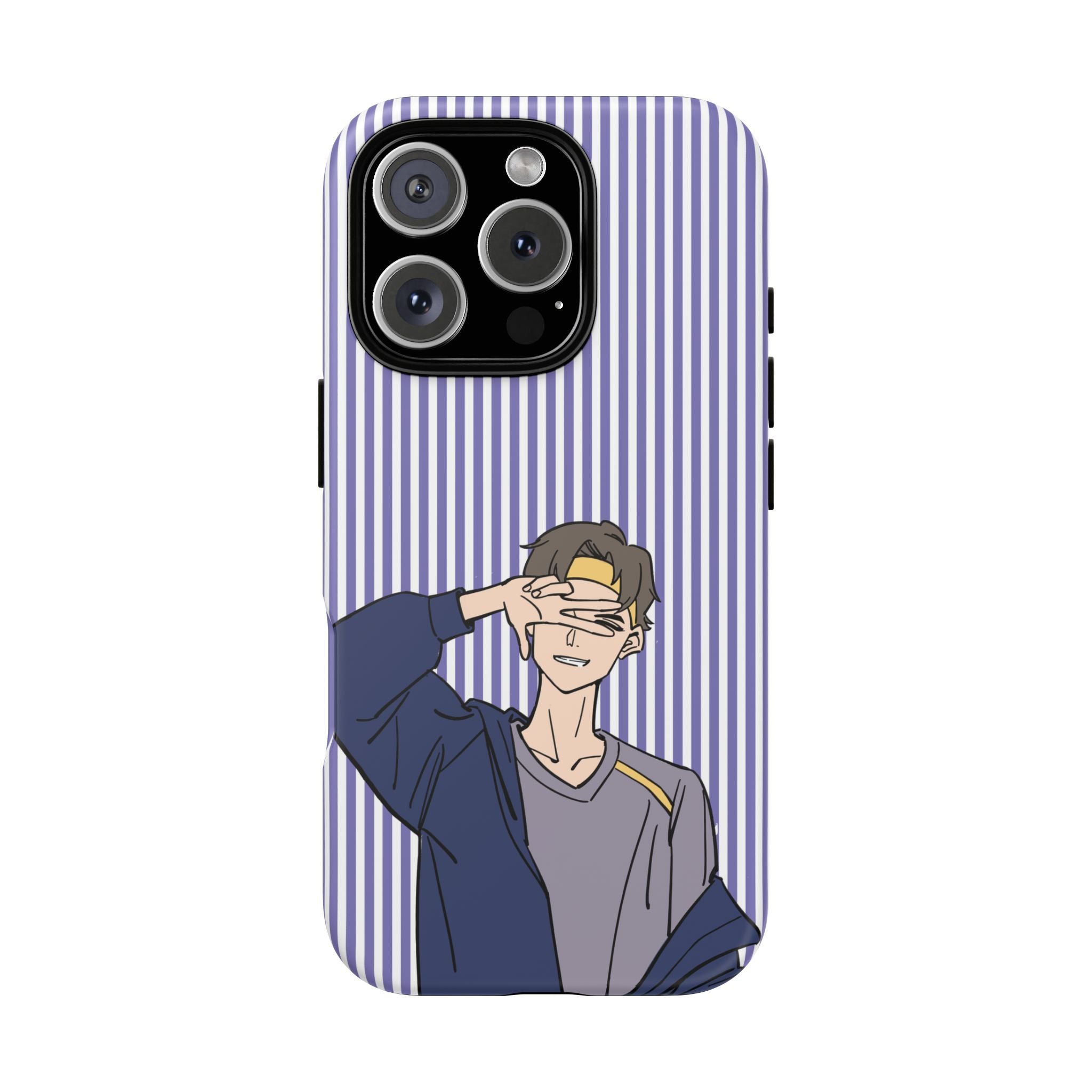 Casual Anime Guy Phone Case | Valentines Day Striped Lines phone case, Purple Stripe Iphone case - Iphone, Samsung and Pixel Mobile cases