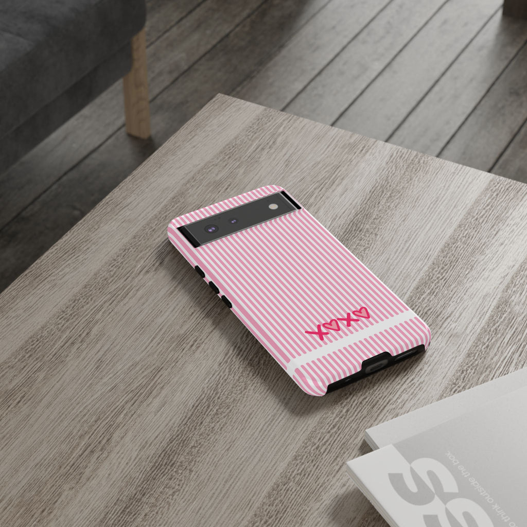 Galentines Day Pink Striped Lines phone case, Pink Stripe Iphone case | Tough Cases - Iphone, Samsung and Pixel Mobile cases