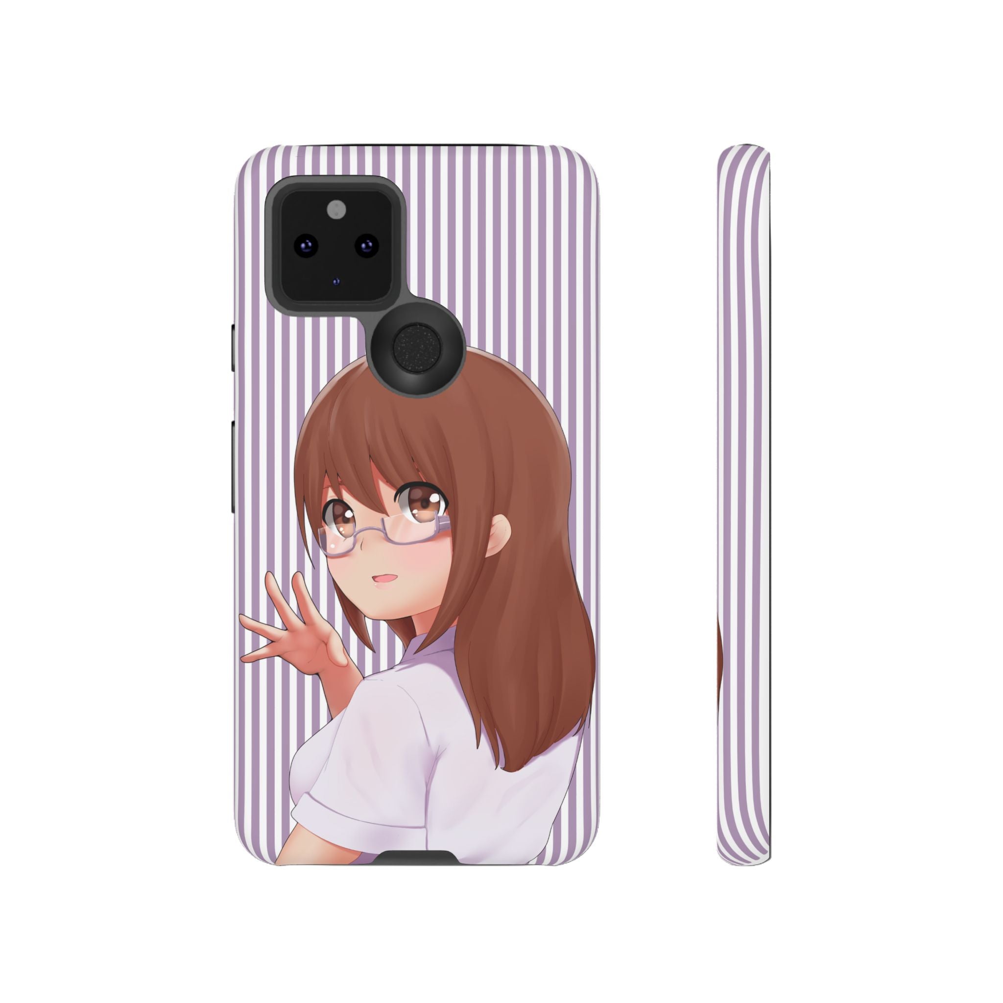 Galentines Day Striped lines mobile case, Glasses Anime Girl Stripe Iphone case | Tough Cases - Iphone, Samsung and Pixel Mobile cases