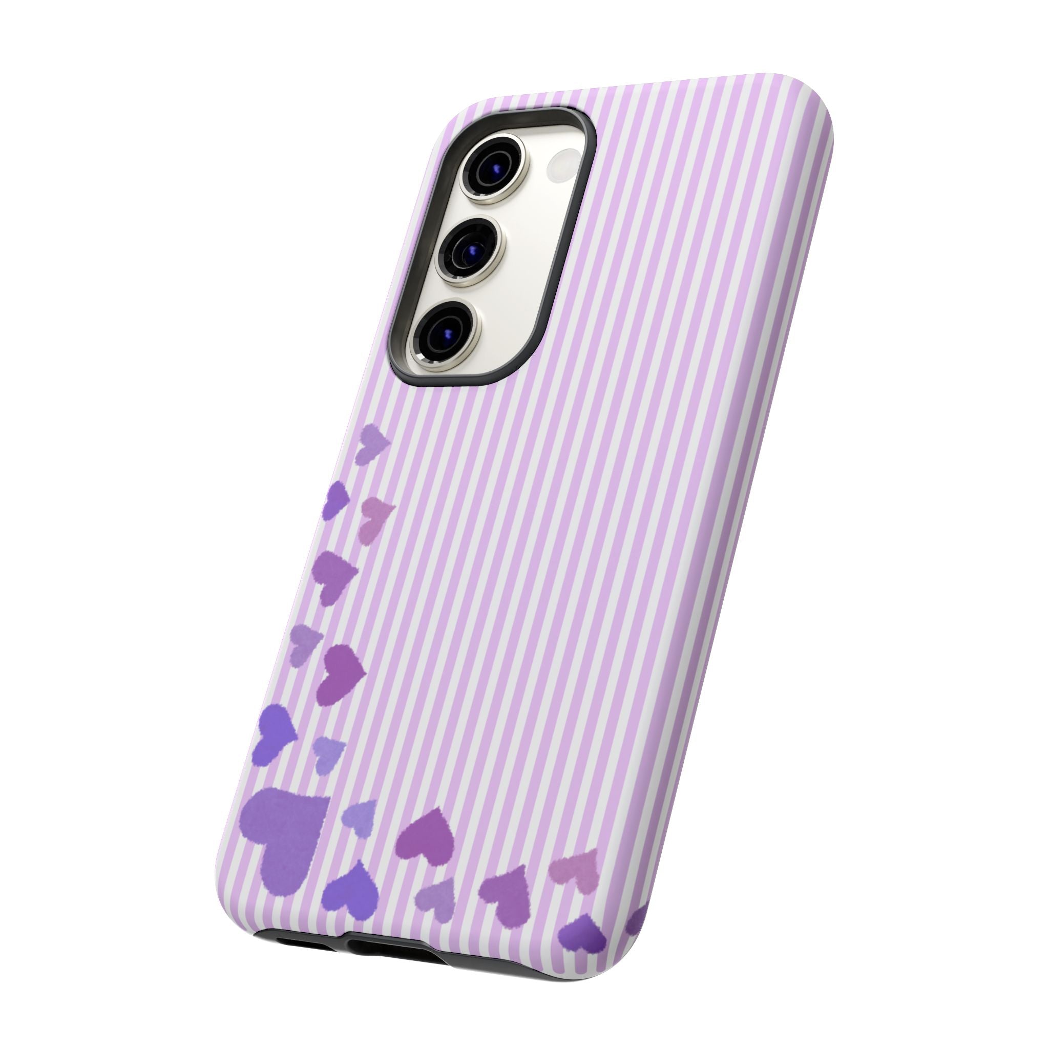 Valentines Day Striped hearts phone case, Purple Heart Floral Stripe Iphone case | Tough Cases - Iphone, Samsung and Pixel Mobile cases