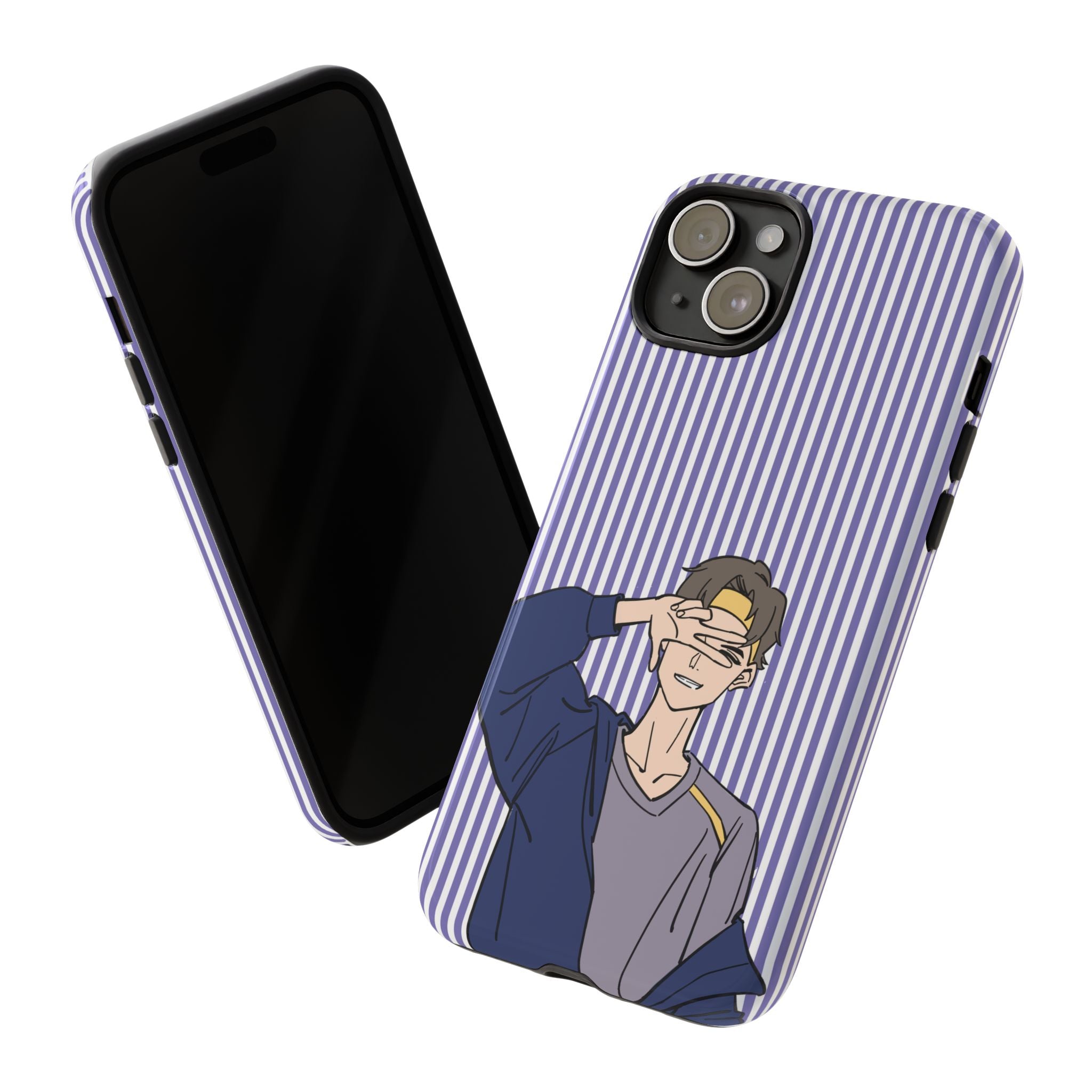 Casual Anime Guy Phone Case | Valentines Day Striped Lines phone case, Purple Stripe Iphone case - Iphone, Samsung and Pixel Mobile cases