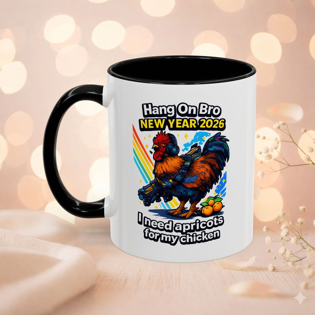 Hang On Bro 2026 Apricots Mug, Funny Rooster Gamer Coffee Mug 15oz Accent Cup, Arc Raiders Inspired Gift for Brother