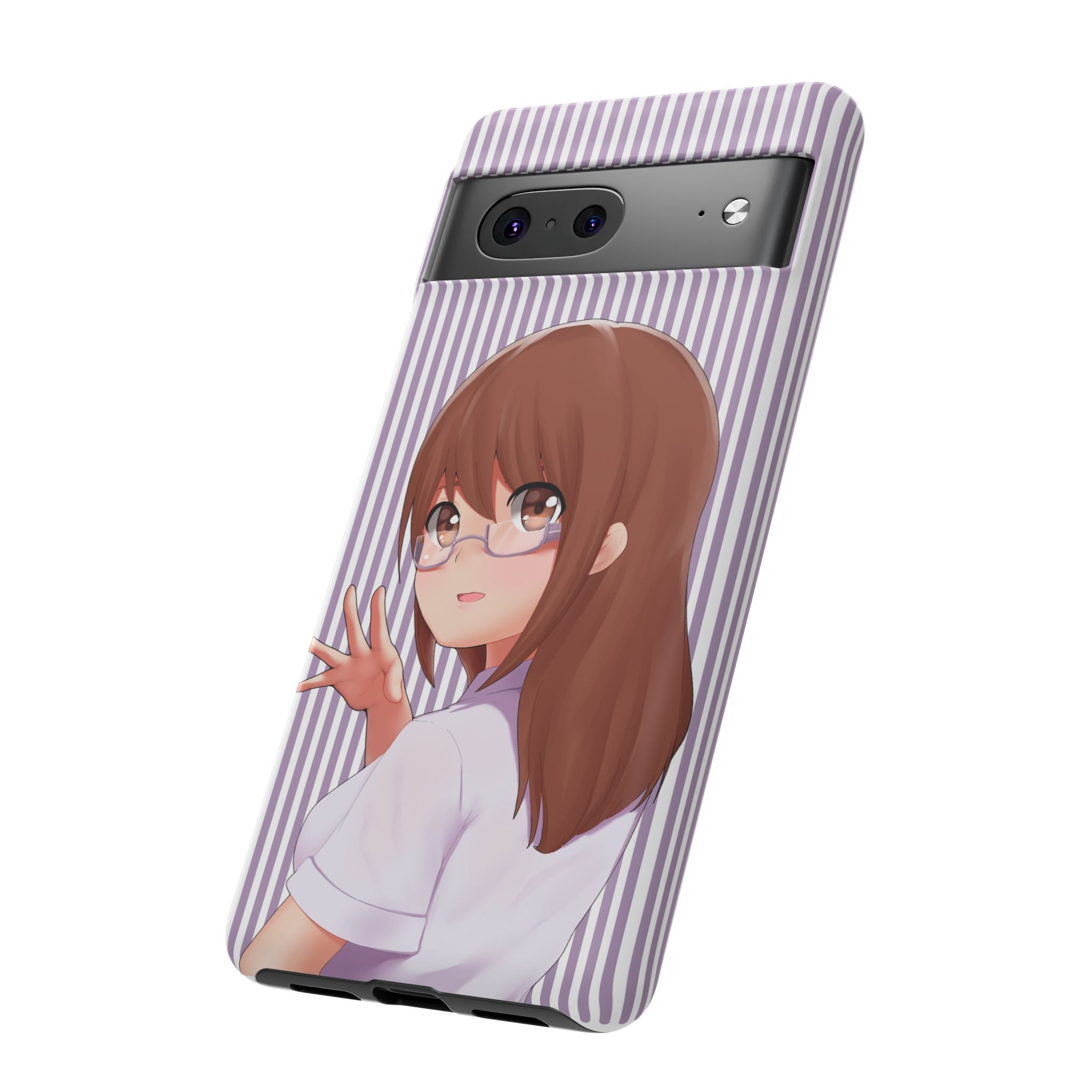 Galentines Day Striped lines mobile case, Glasses Anime Girl Stripe Iphone case | Tough Cases - Iphone, Samsung and Pixel Mobile cases