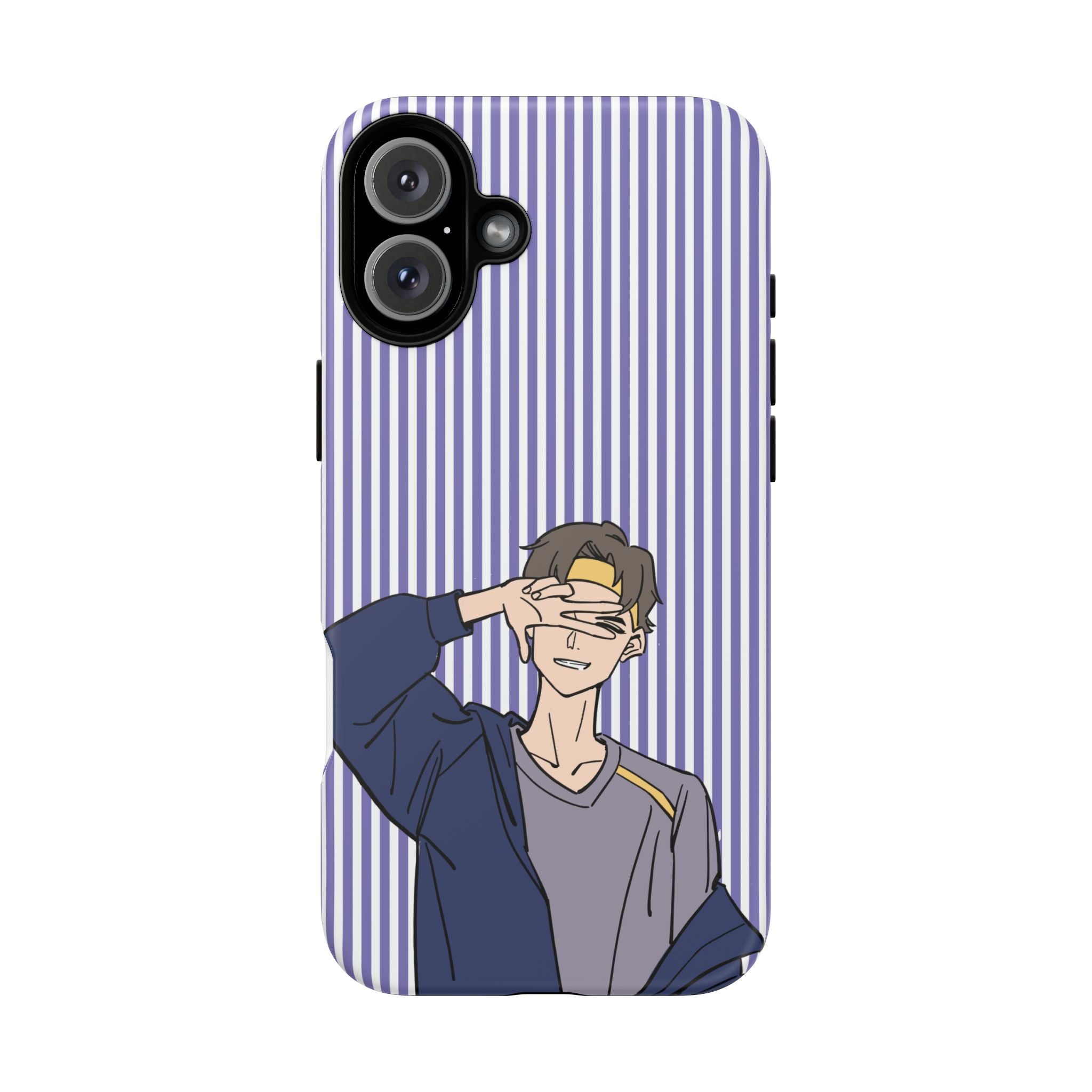 Casual Anime Guy Phone Case | Valentines Day Striped Lines phone case, Purple Stripe Iphone case - Iphone, Samsung and Pixel Mobile cases