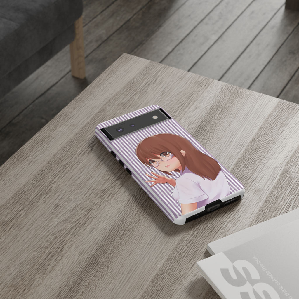 Galentines Day Striped lines mobile case, Glasses Anime Girl Stripe Iphone case | Tough Cases - Iphone, Samsung and Pixel Mobile cases